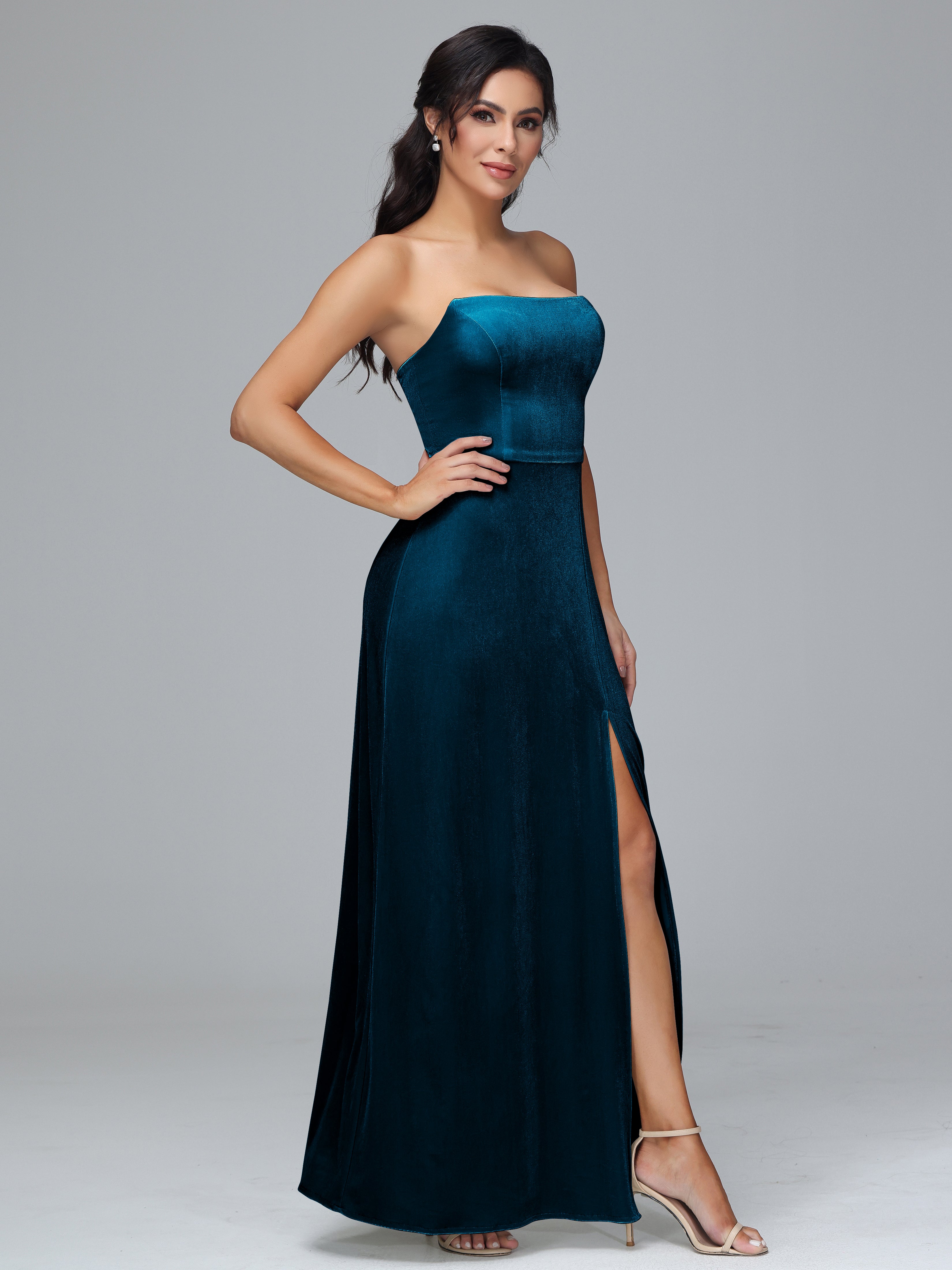 Strapless Backless Velvet Bridesmaid Dresses