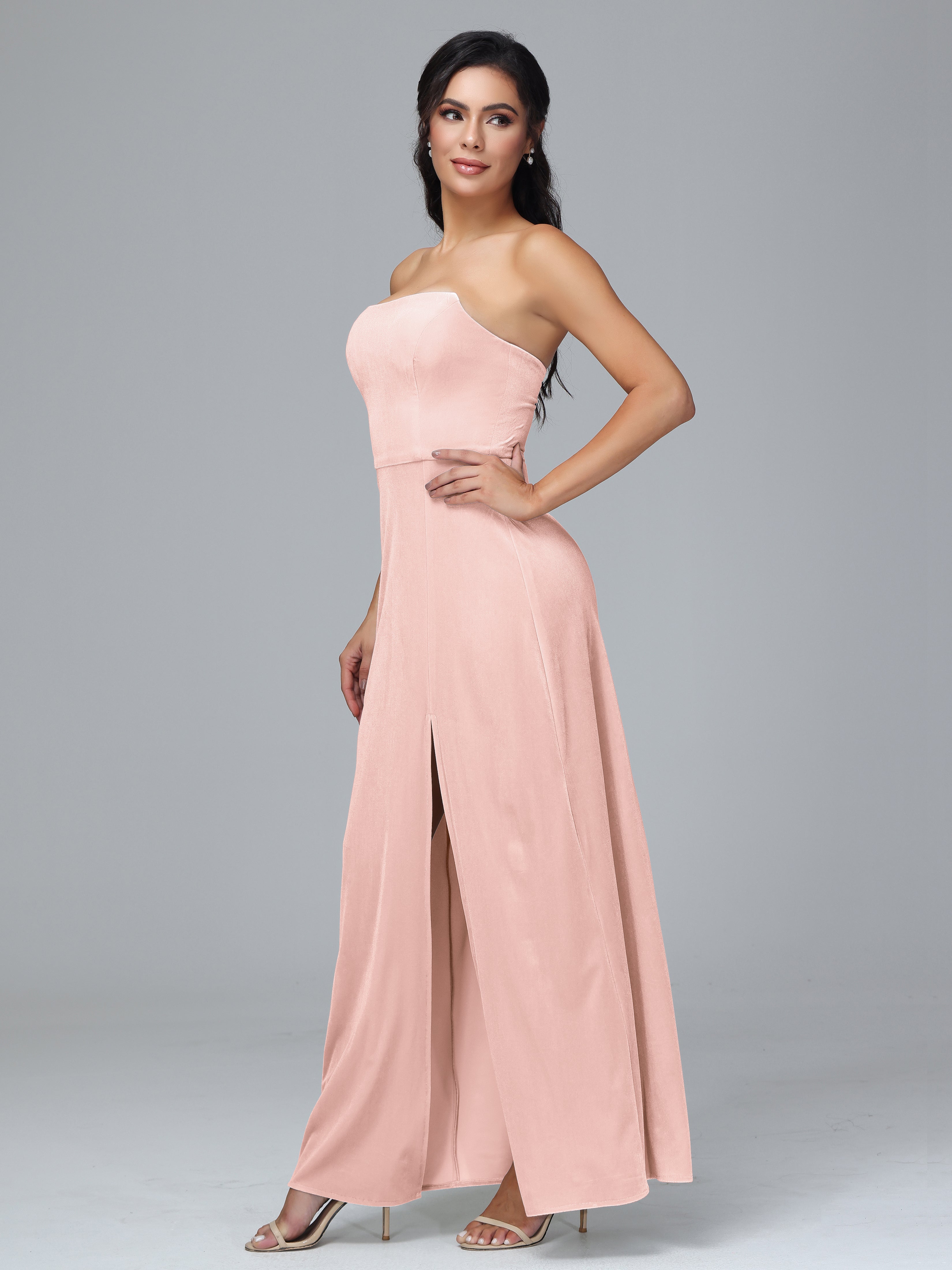 Strapless Backless Velvet Bridesmaid Dresses