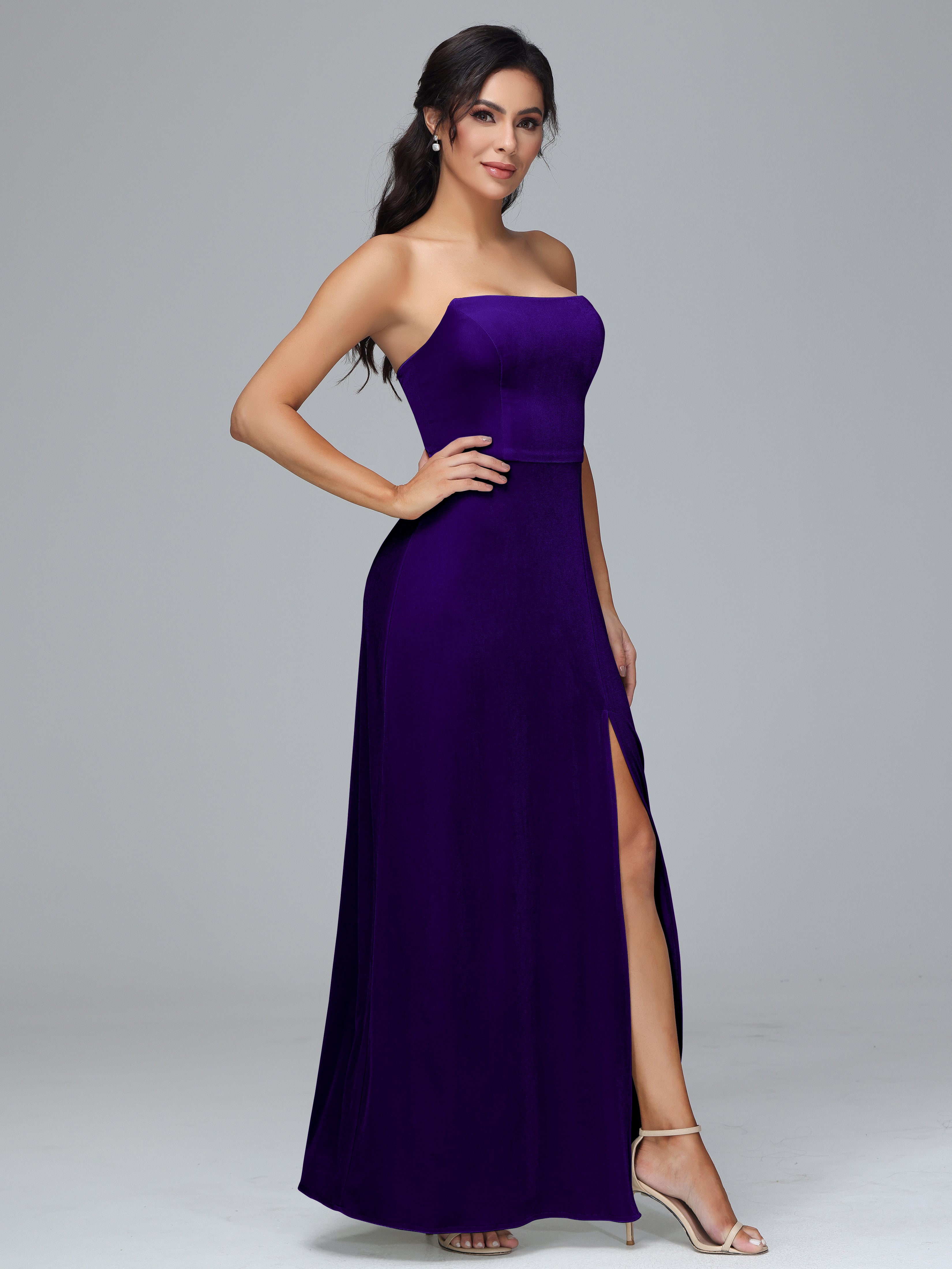 Strapless Backless Velvet Bridesmaid Dresses