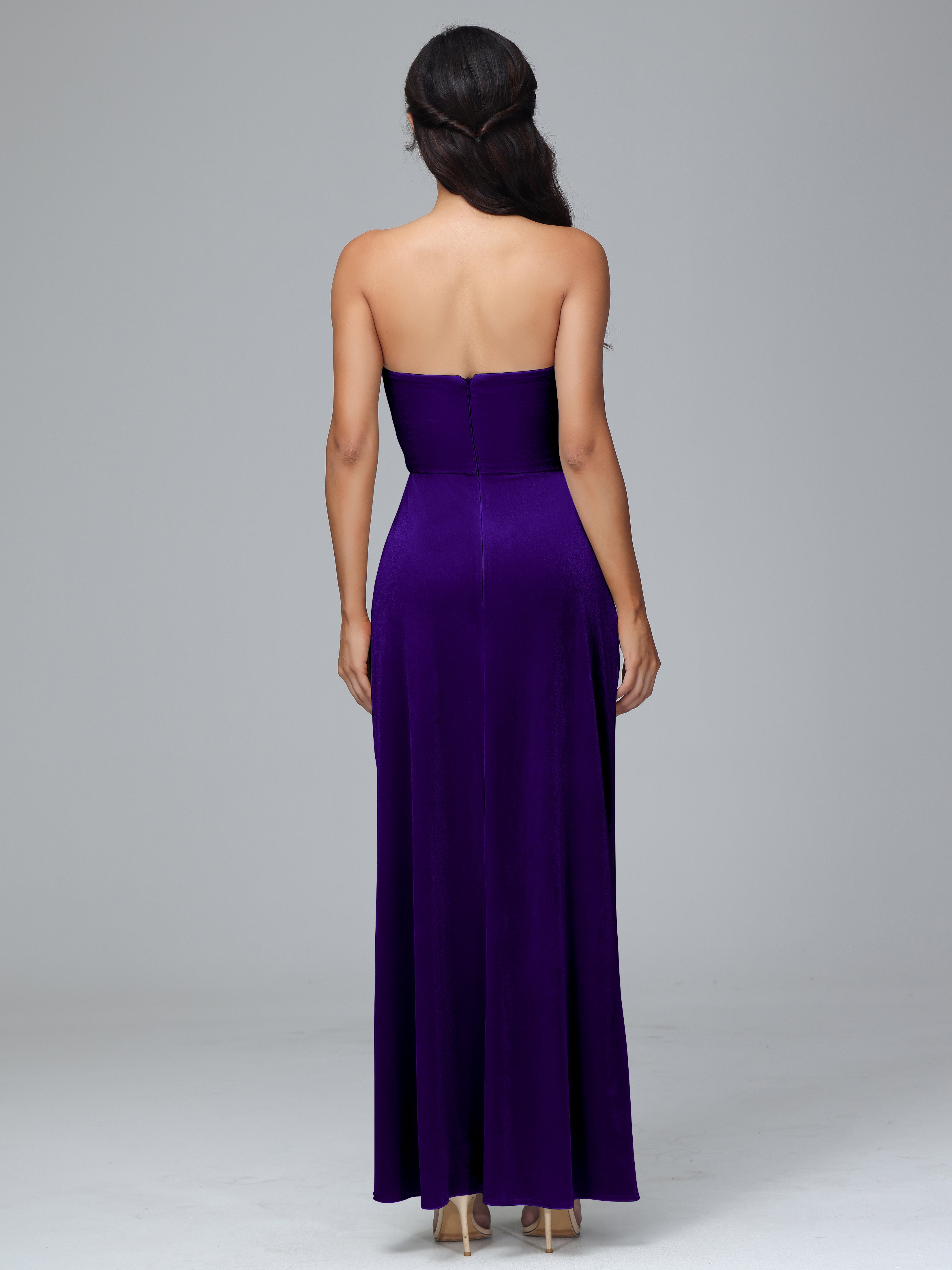 Strapless Backless Velvet Bridesmaid Dresses