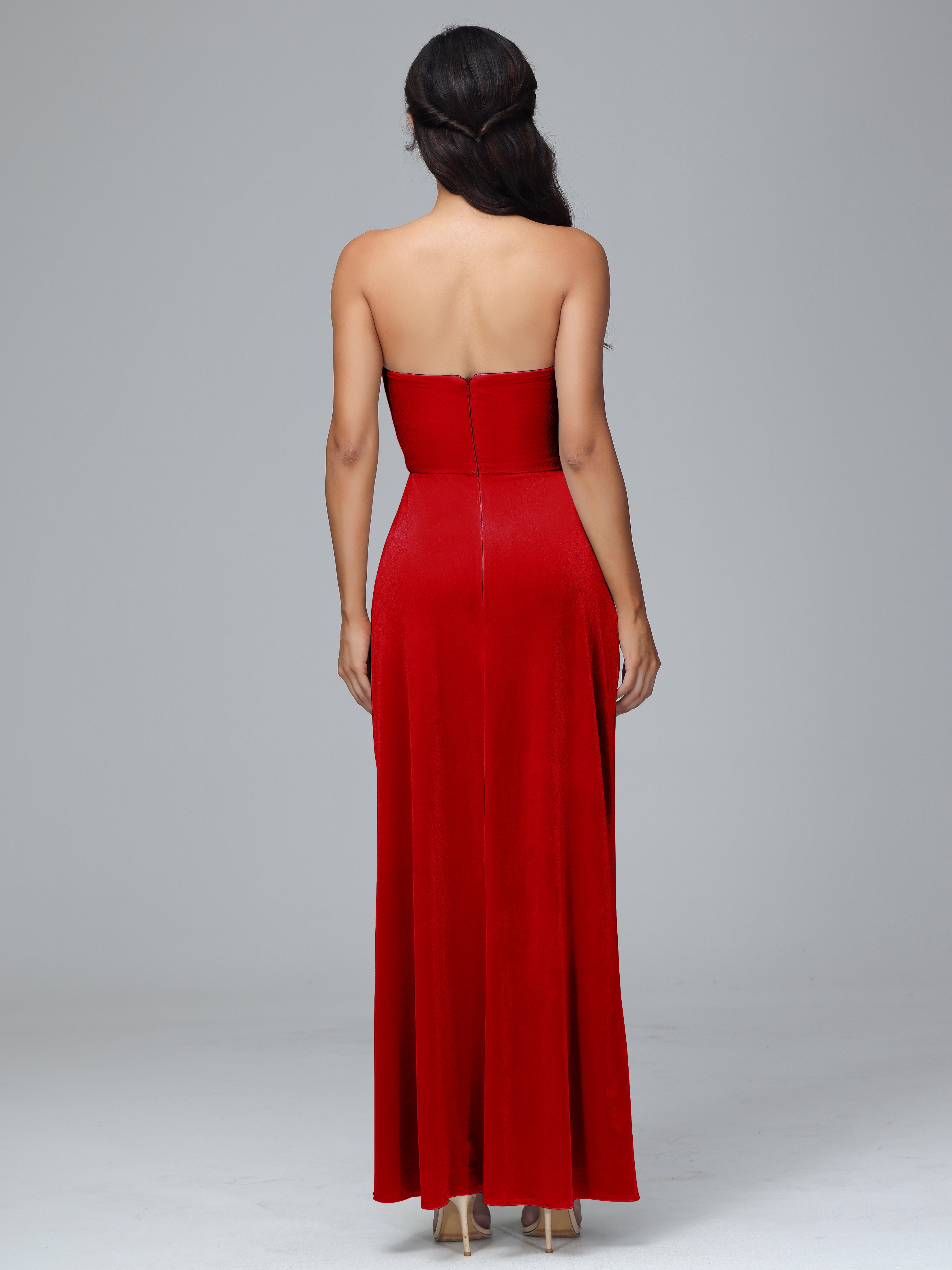 Strapless Backless Velvet Bridesmaid Dresses