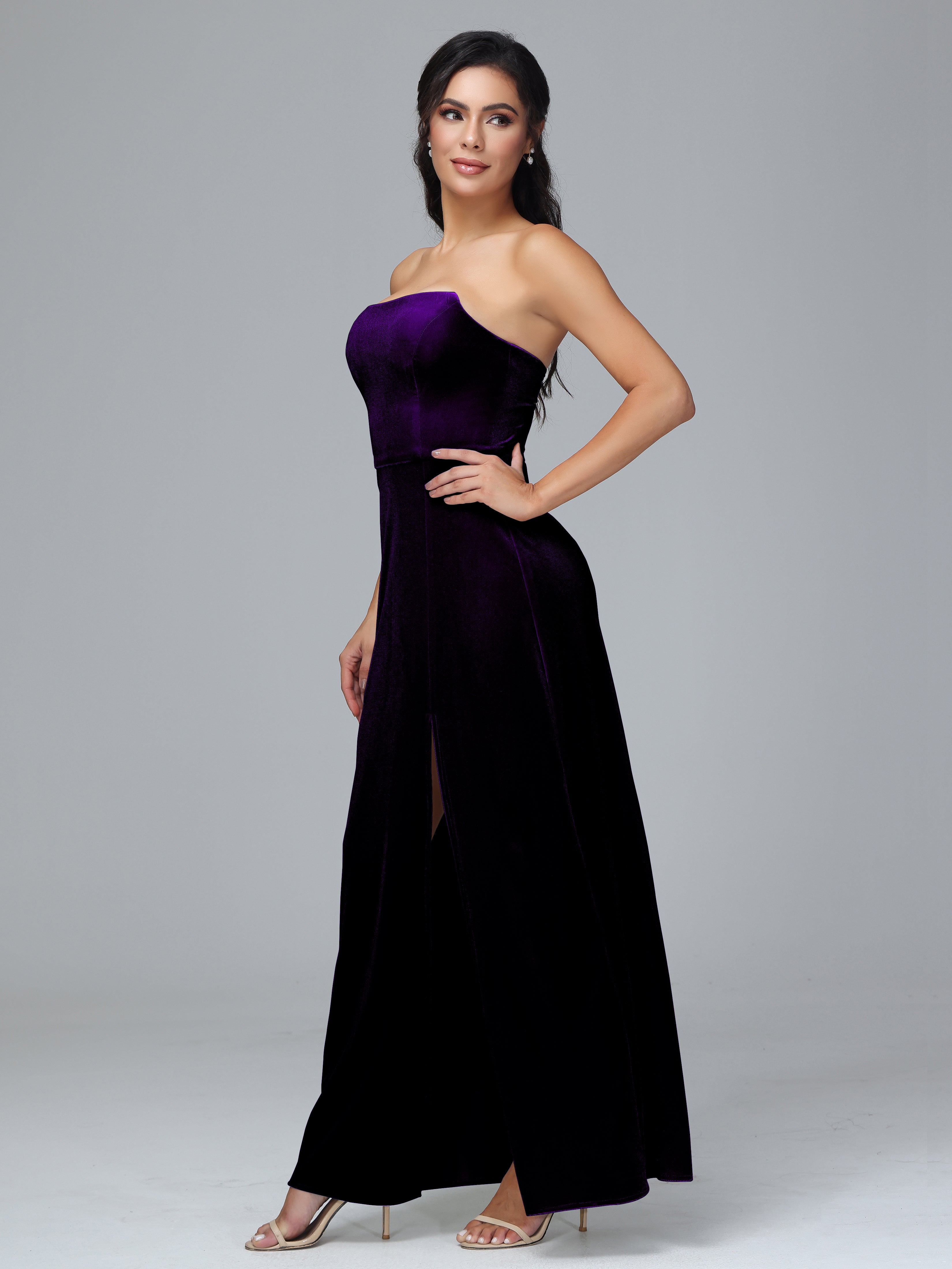 Strapless Backless Velvet Bridesmaid Dresses