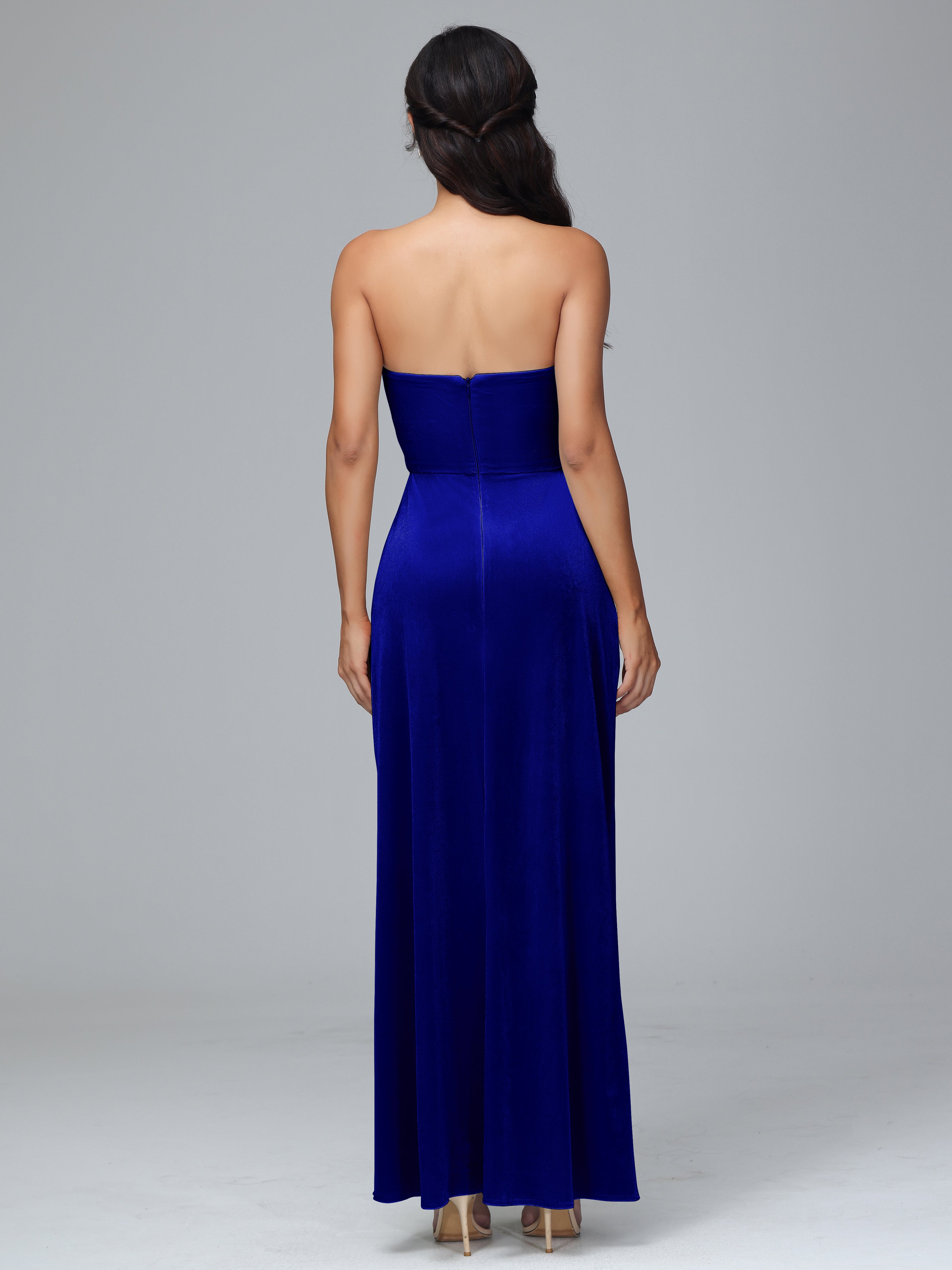 Strapless Backless Velvet Bridesmaid Dresses