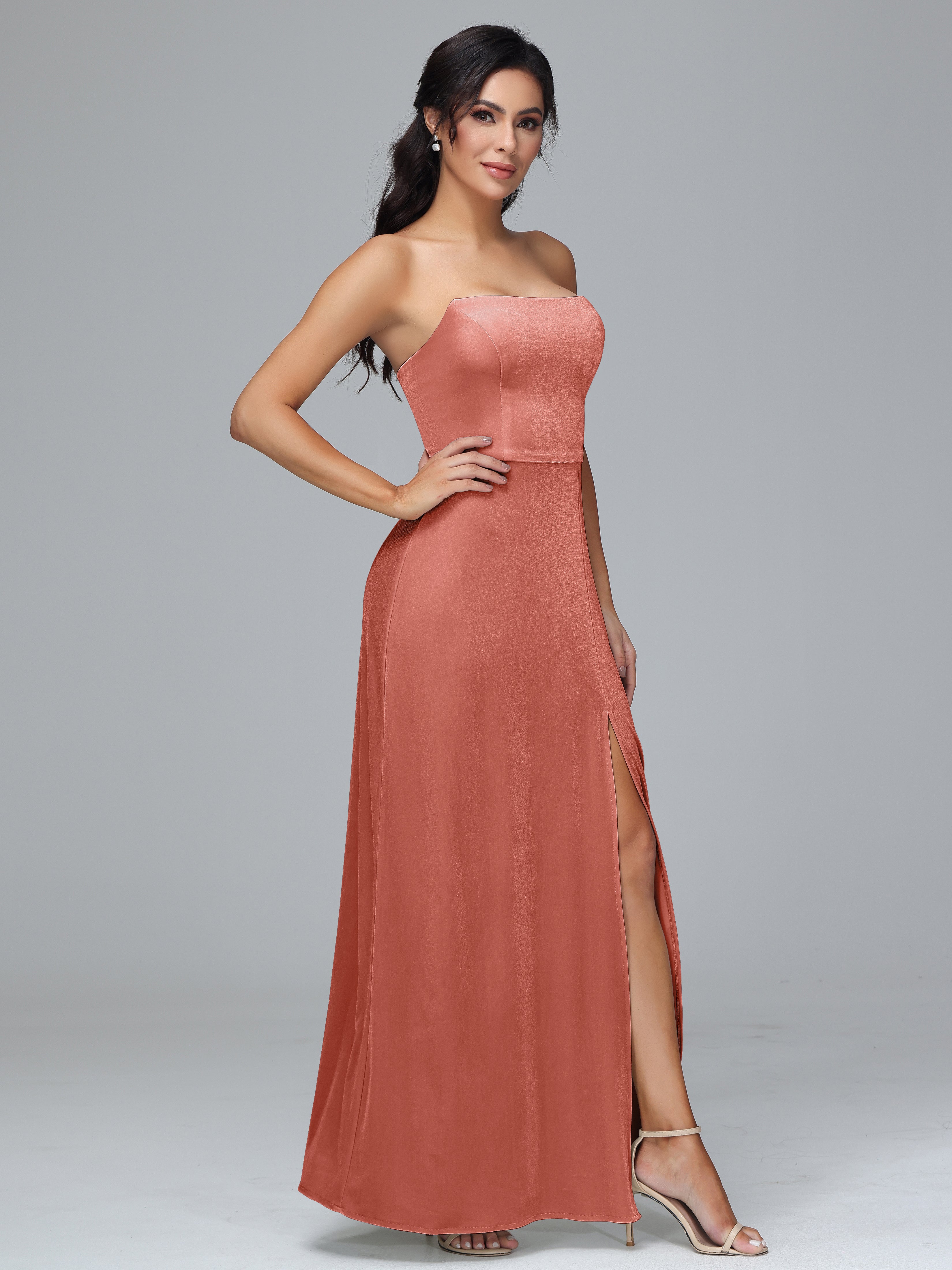 Strapless Backless Velvet Bridesmaid Dresses