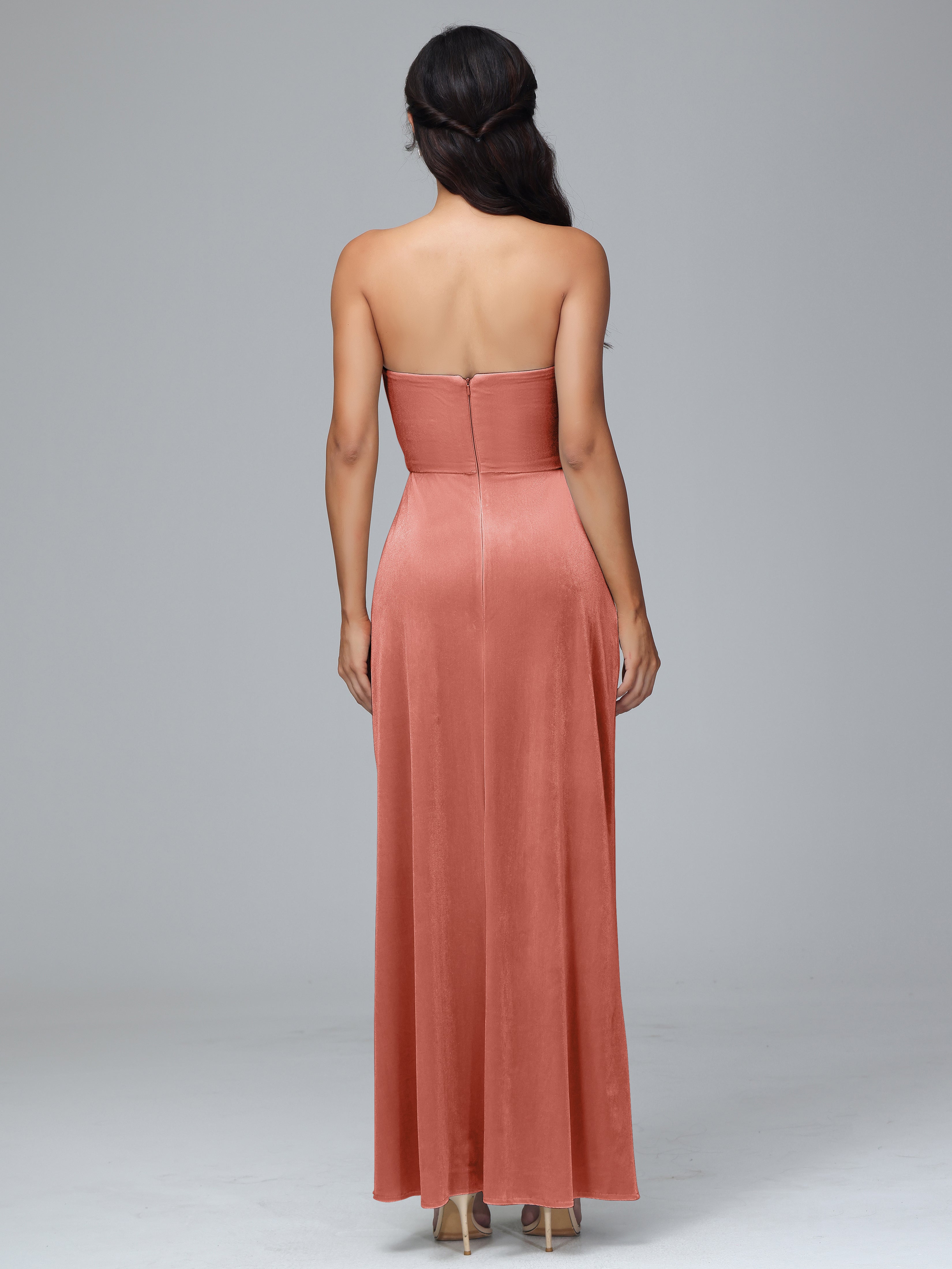 Strapless Backless Velvet Bridesmaid Dresses