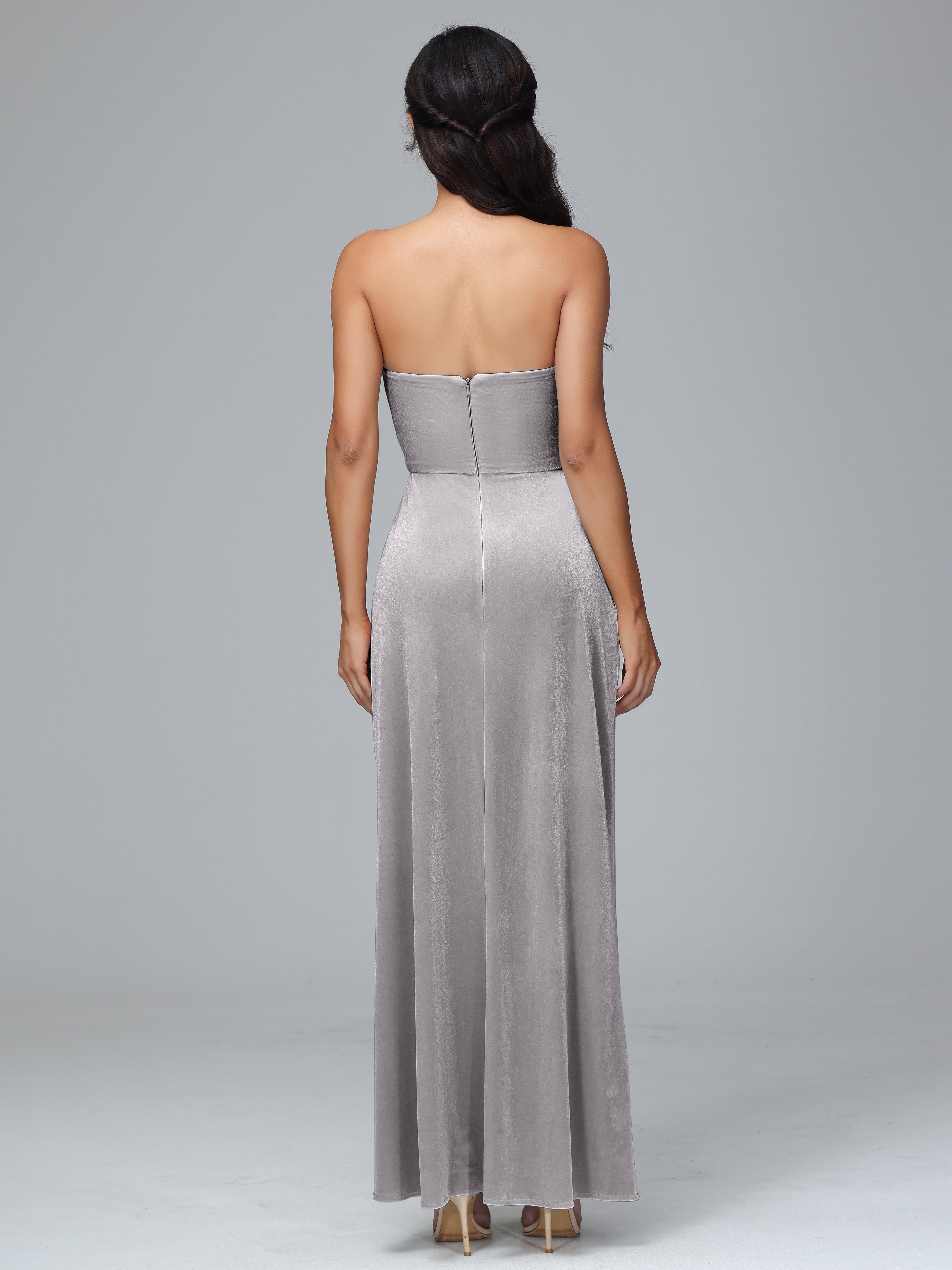 Strapless Backless Velvet Bridesmaid Dresses