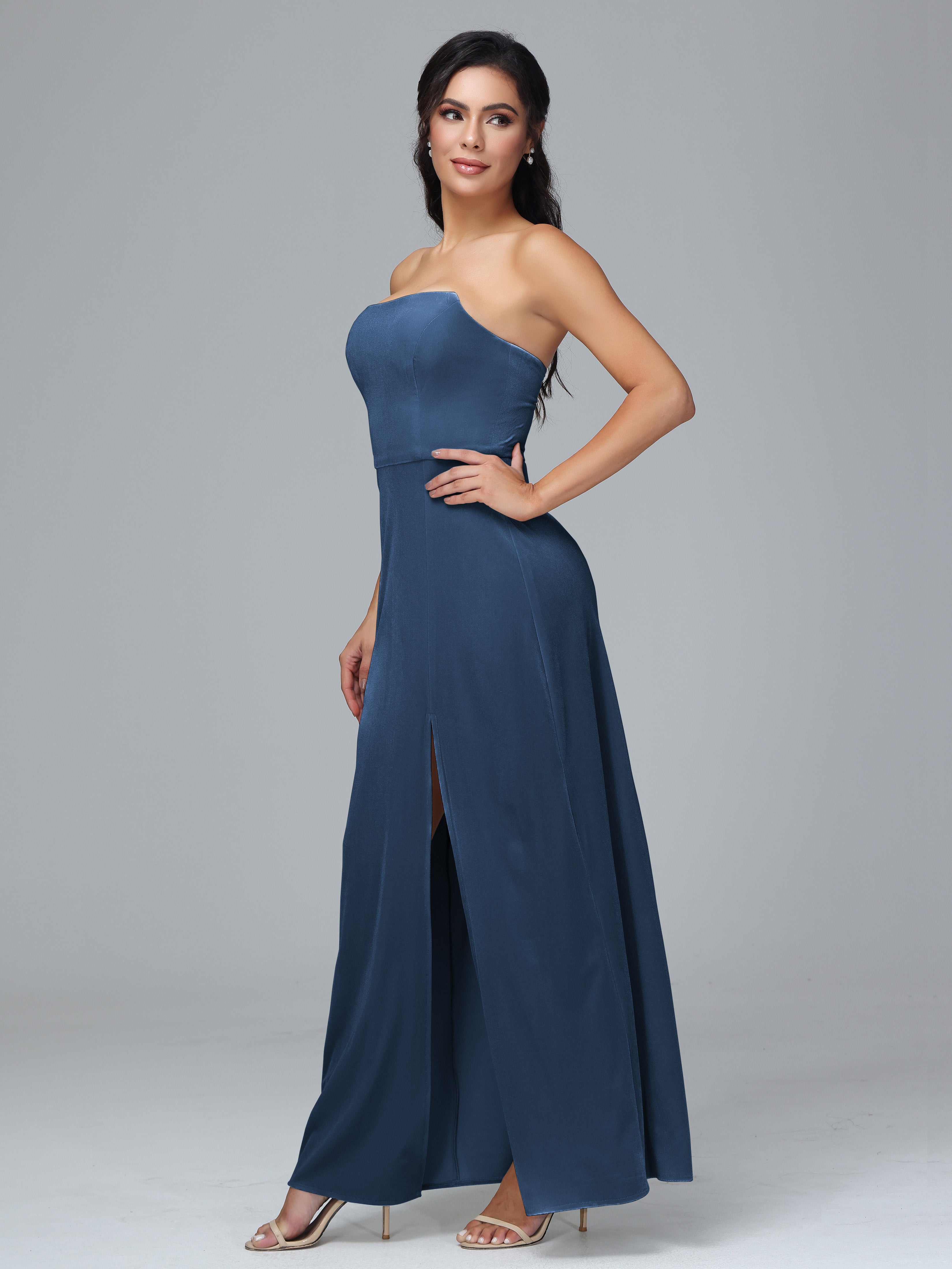 Strapless Backless Velvet Bridesmaid Dresses