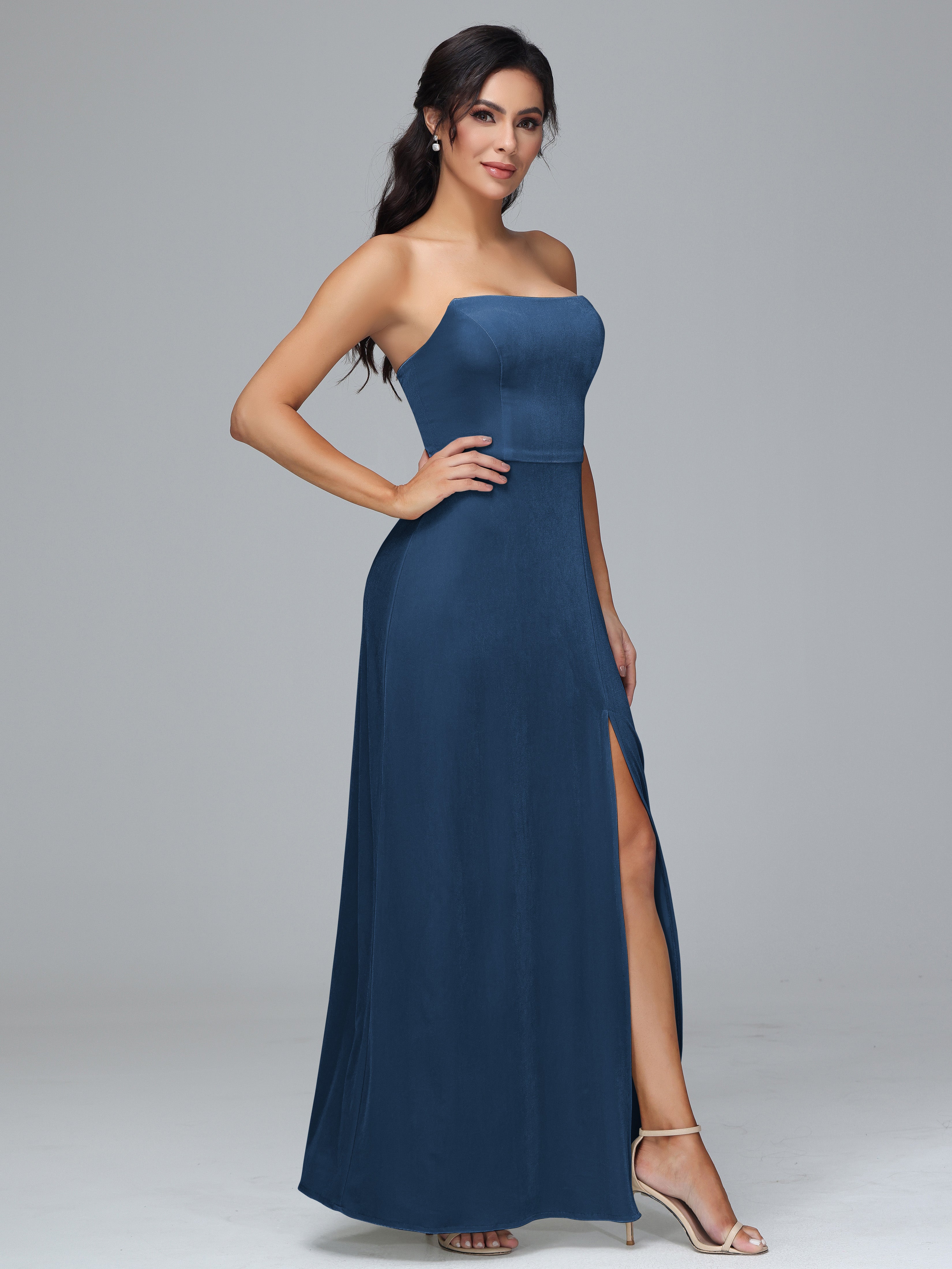 Strapless Backless Velvet Bridesmaid Dresses