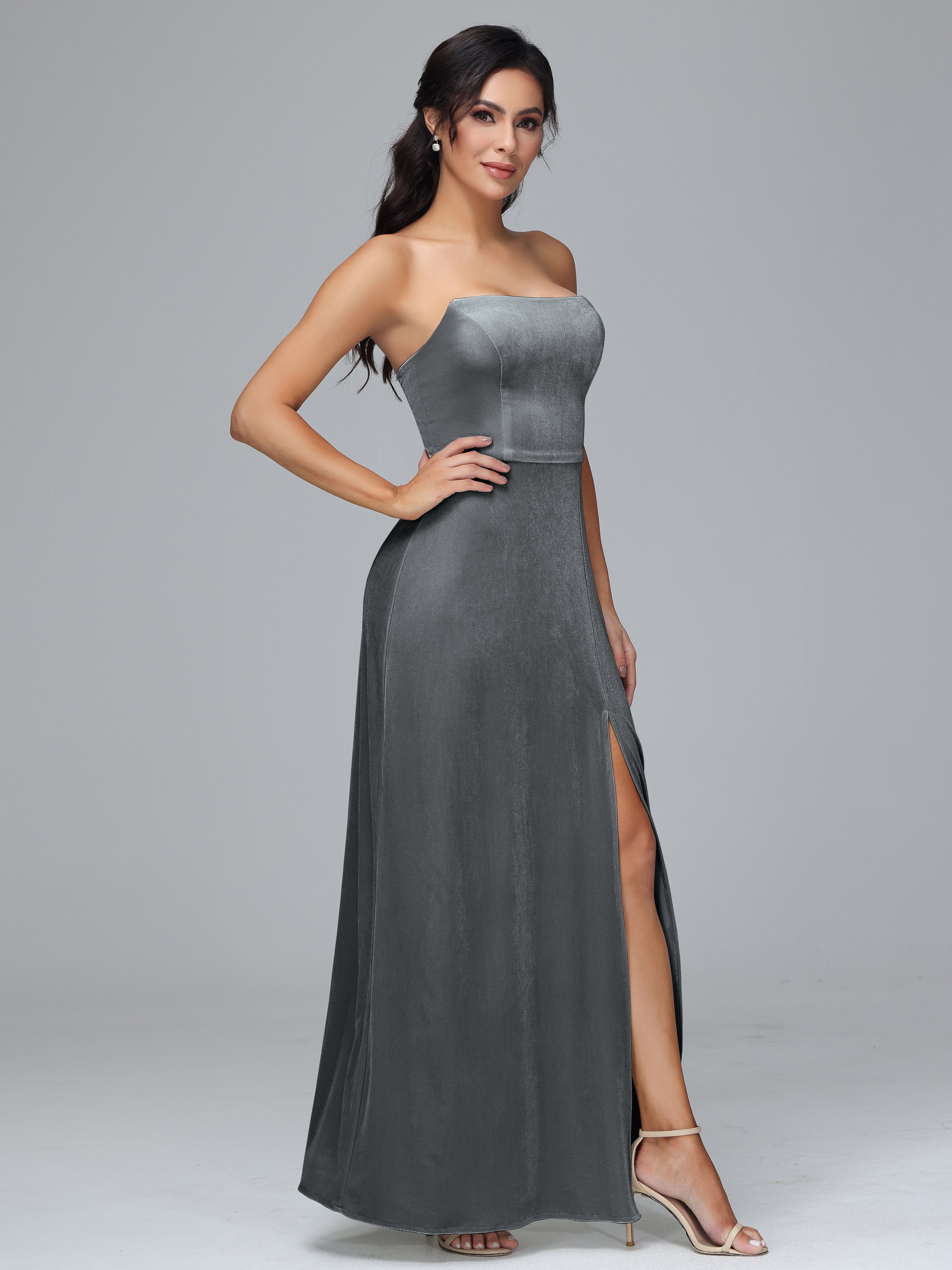 Strapless Backless Velvet Bridesmaid Dresses