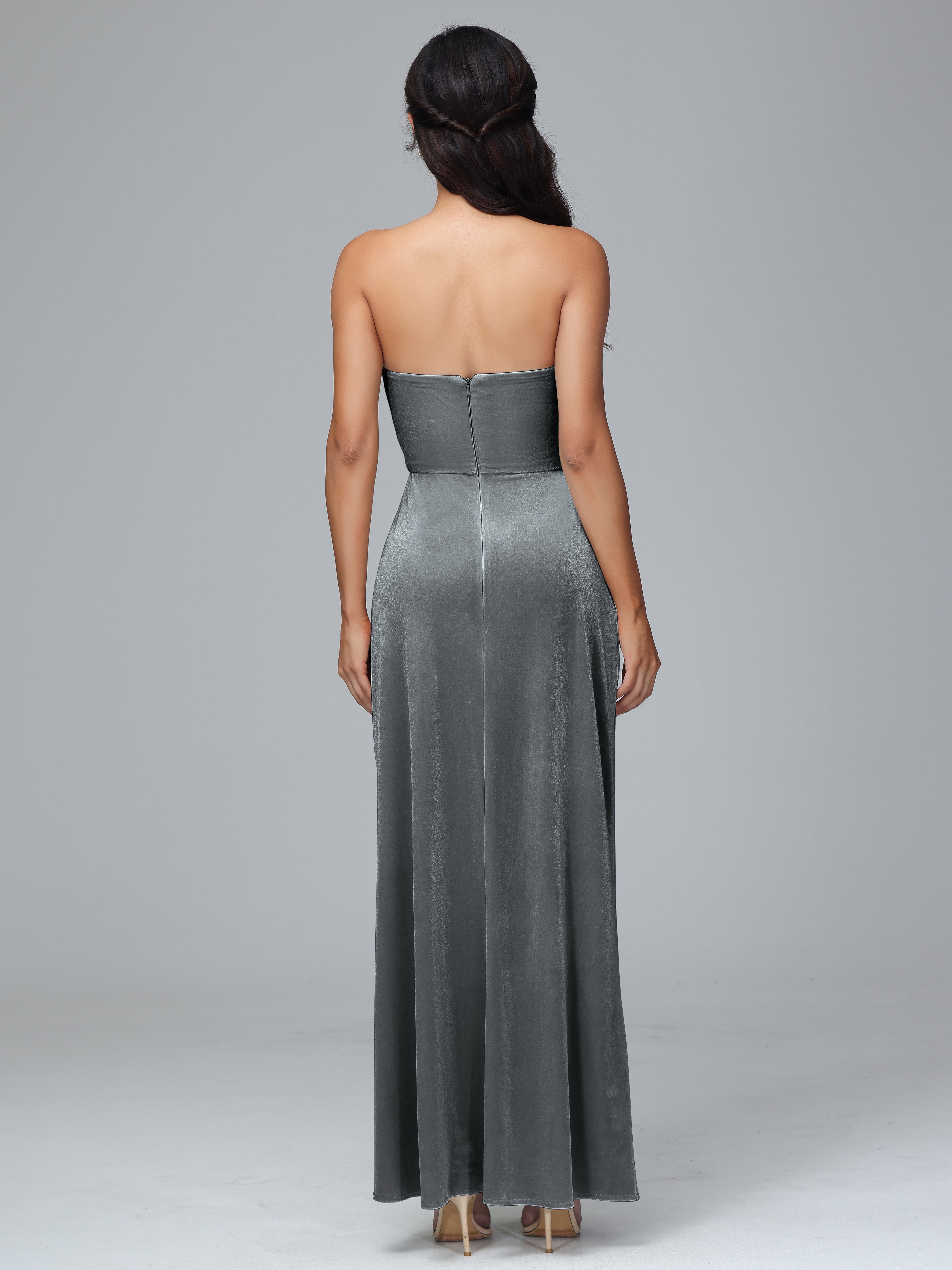 Strapless Backless Velvet Bridesmaid Dresses