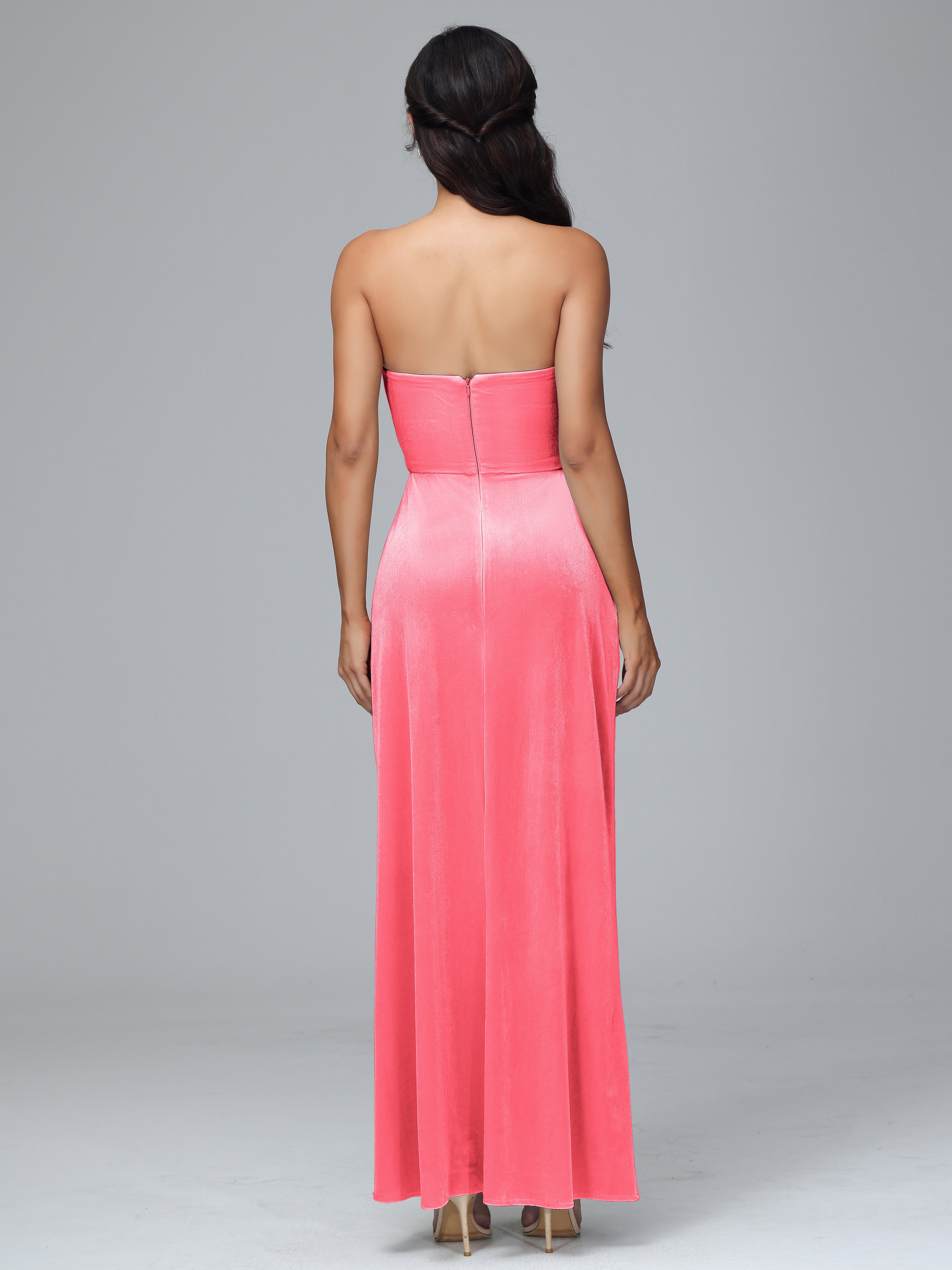 Strapless Backless Velvet Bridesmaid Dresses