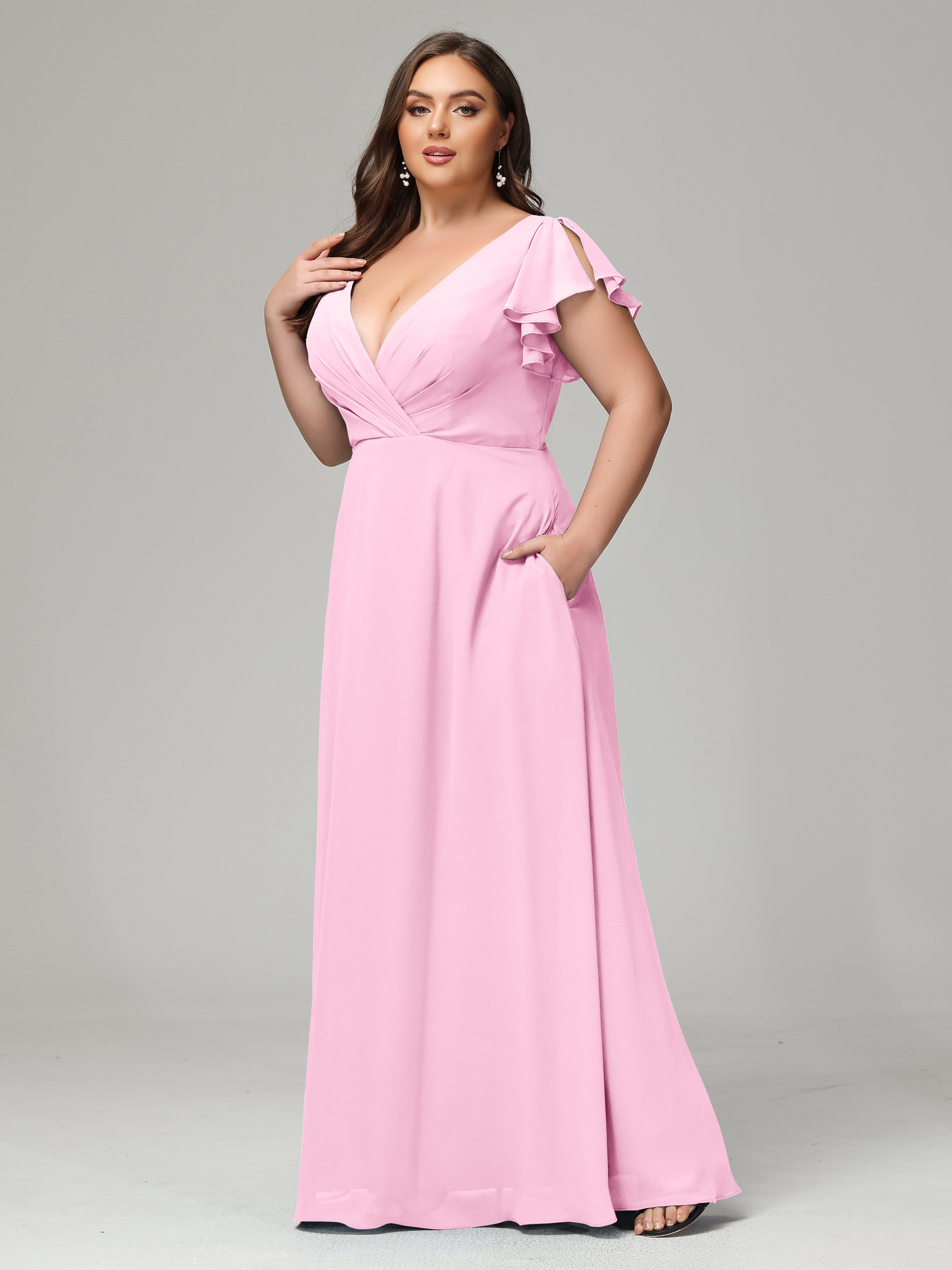 Plus fashion size pink bridesmaid dresses