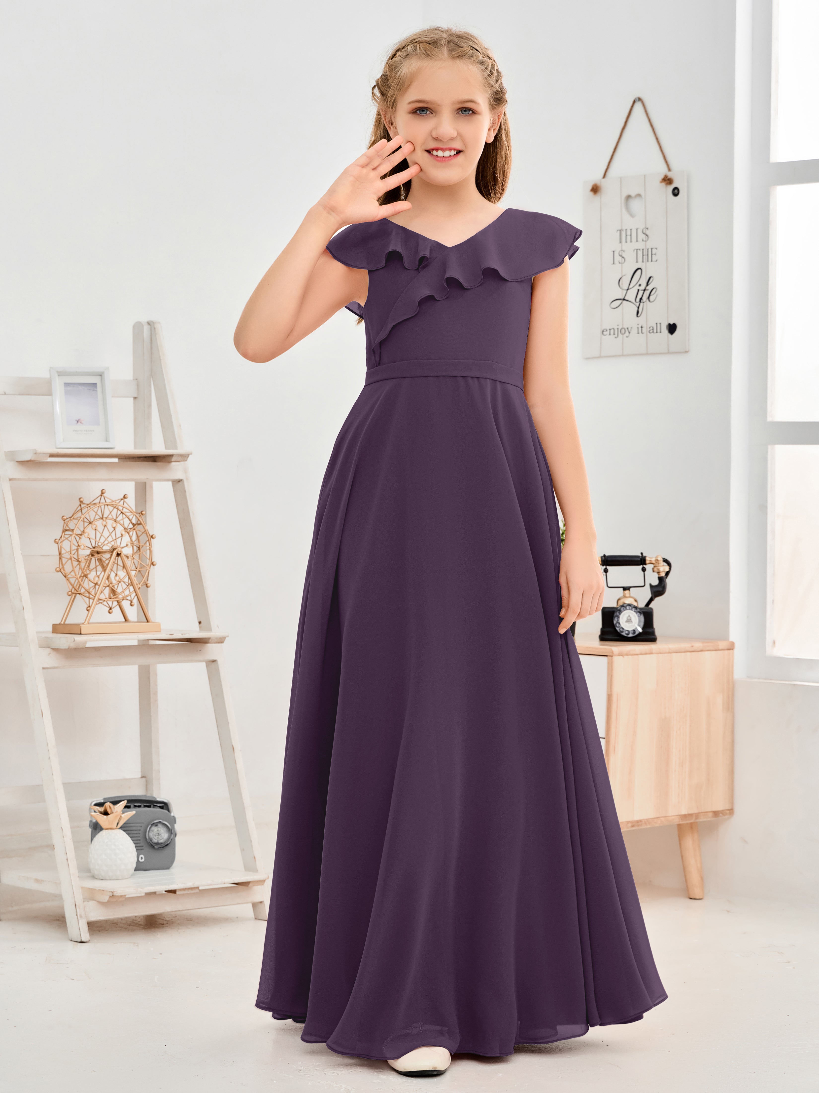 Plum chiffon bridesmaid dresses hotsell