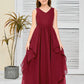 V-Neck Sleeveless Chiffon Junior Bridesmaid Dress