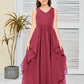 V-Neck Sleeveless Chiffon Junior Bridesmaid Dress