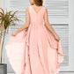 V-Neck Sleeveless Chiffon Junior Bridesmaid Dress