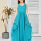 V-Neck Sleeveless Chiffon Junior Bridesmaid Dress