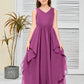 V-Neck Sleeveless Chiffon Junior Bridesmaid Dress