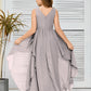 V-Neck Sleeveless Chiffon Junior Bridesmaid Dress