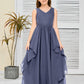 V-Neck Sleeveless Chiffon Junior Bridesmaid Dress