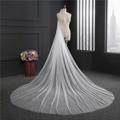 One-Tier Wedding Veil UK Tulle Cut Edge Cathedral Veils TS91041