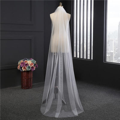 One-Tier Wedding Veil UK Tulle Cut Edge Chapel Veils TS91046