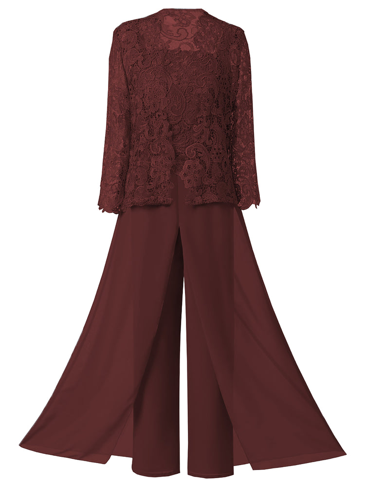 Cicinia Burnt Orange Mother Of The Bride Dress With Sleeves Long Chiffon Sequined Lace Ankle Length Elegant main image 1