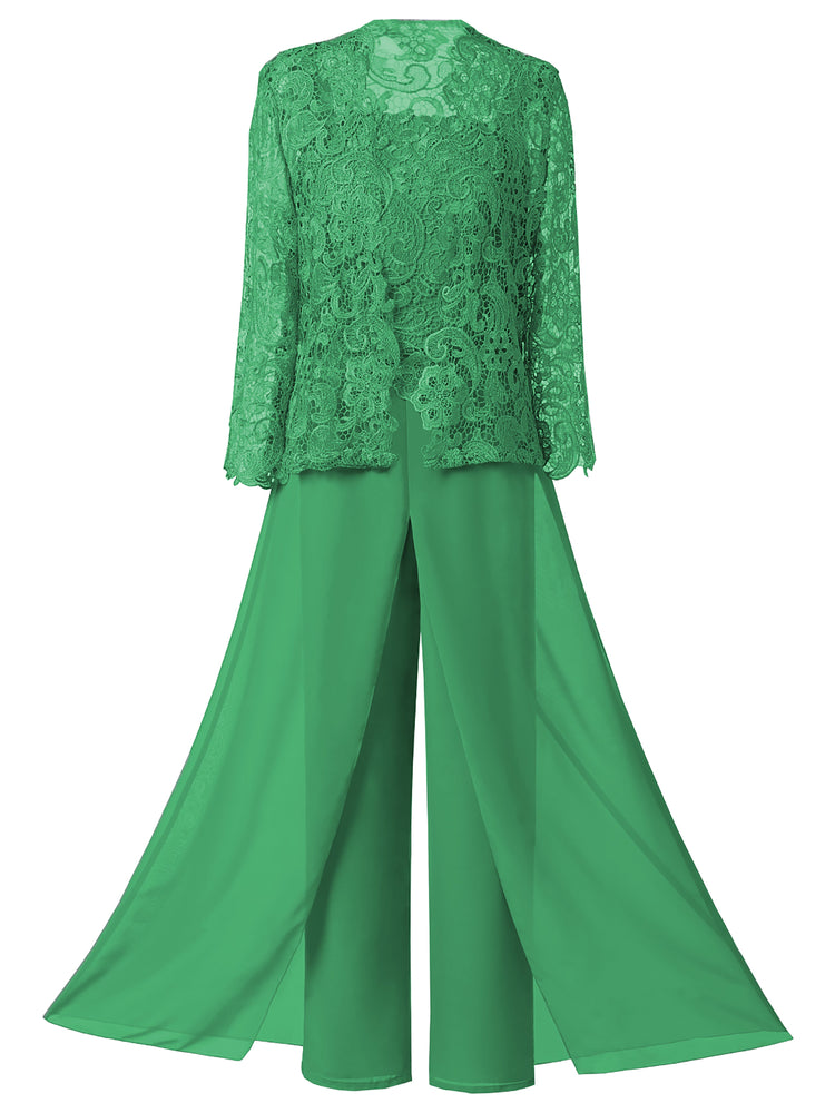 Cicinia Blue 3 Pieces Mother Of The Bride Pant Suits Plus Size For Wedding Chiffon Beaded main image 1