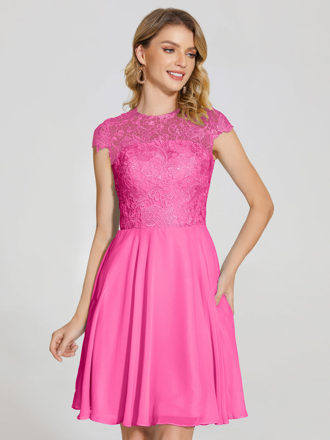 Alana Charming Scoop Lace Chiffon Bridesmaid Dresses