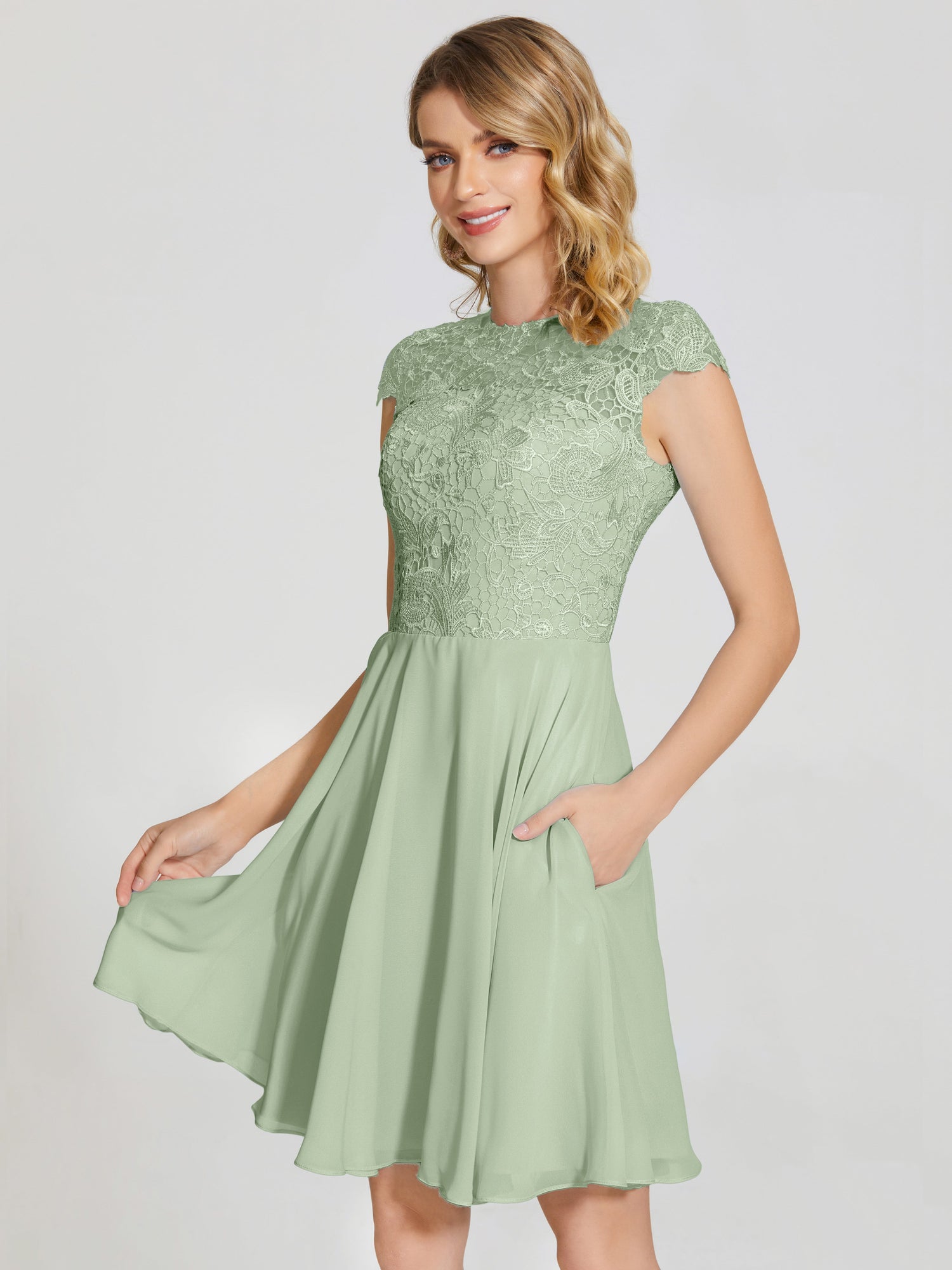 Scoop Brown Chiffon Ruched Bridesmaid Dress With Slit main image 0