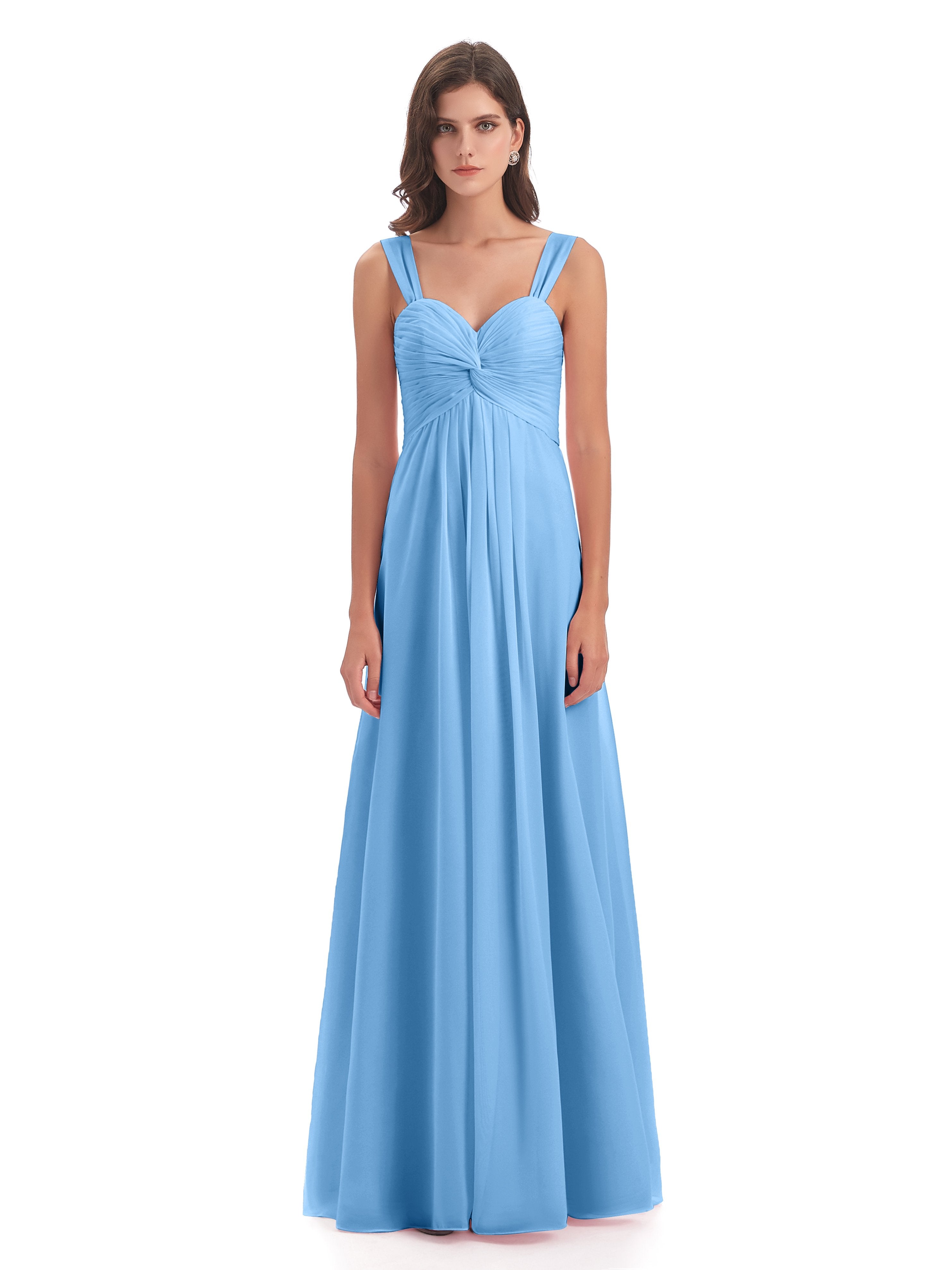 Alice Sheath Straps Floor-Length Chiffon Bridesmaid Dresses