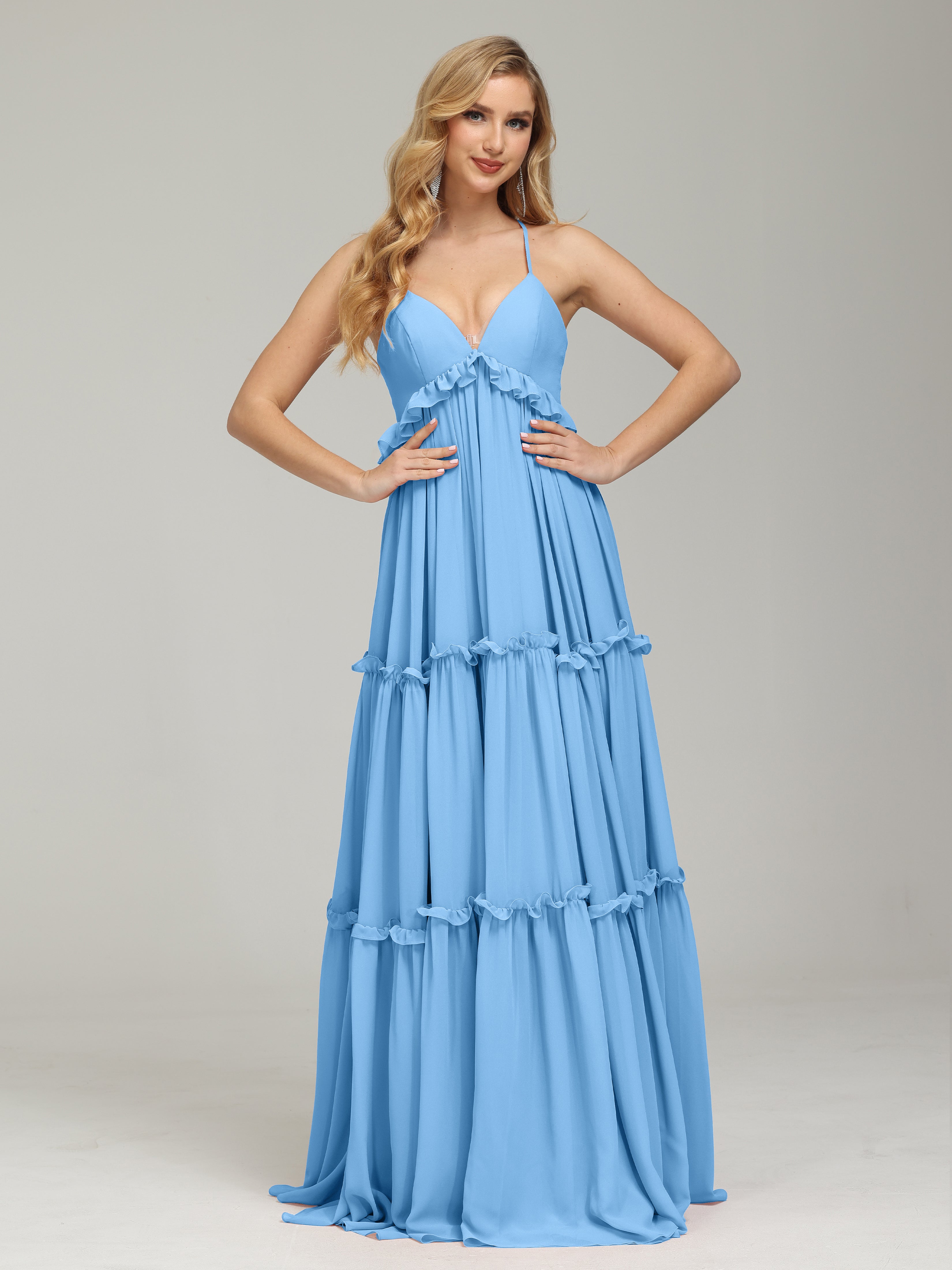 Amanda V-neck Empire Waist Prom Dress