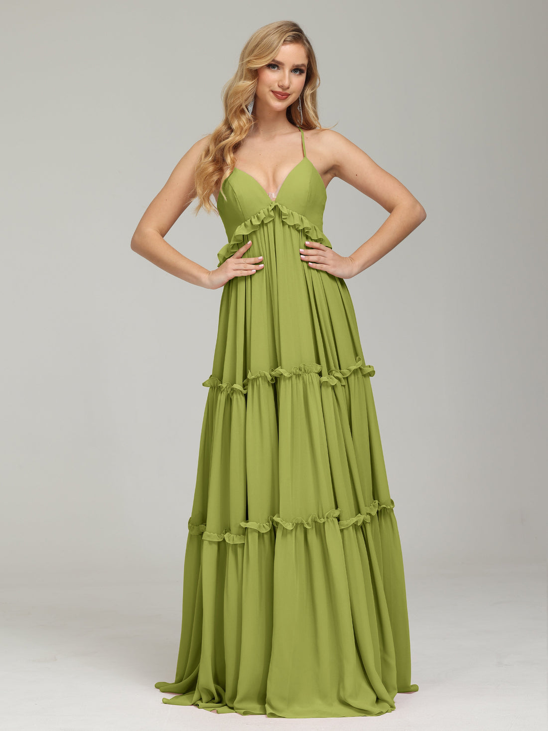 Amanda V-neck Empire Waist Prom Dress