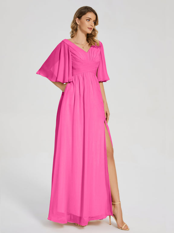 Amina Modest Half Sleeves Chiffon Bridesmaid Dresses