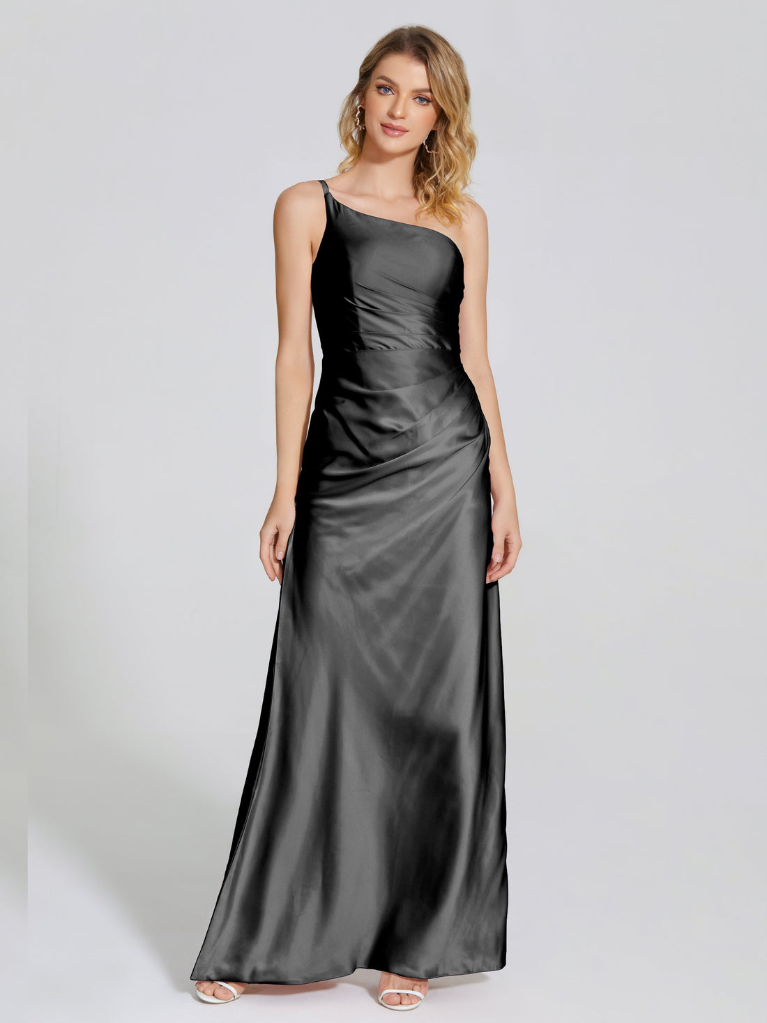 Elegant Fall Long One-Shoulder Satin Bridesmaid Dresses