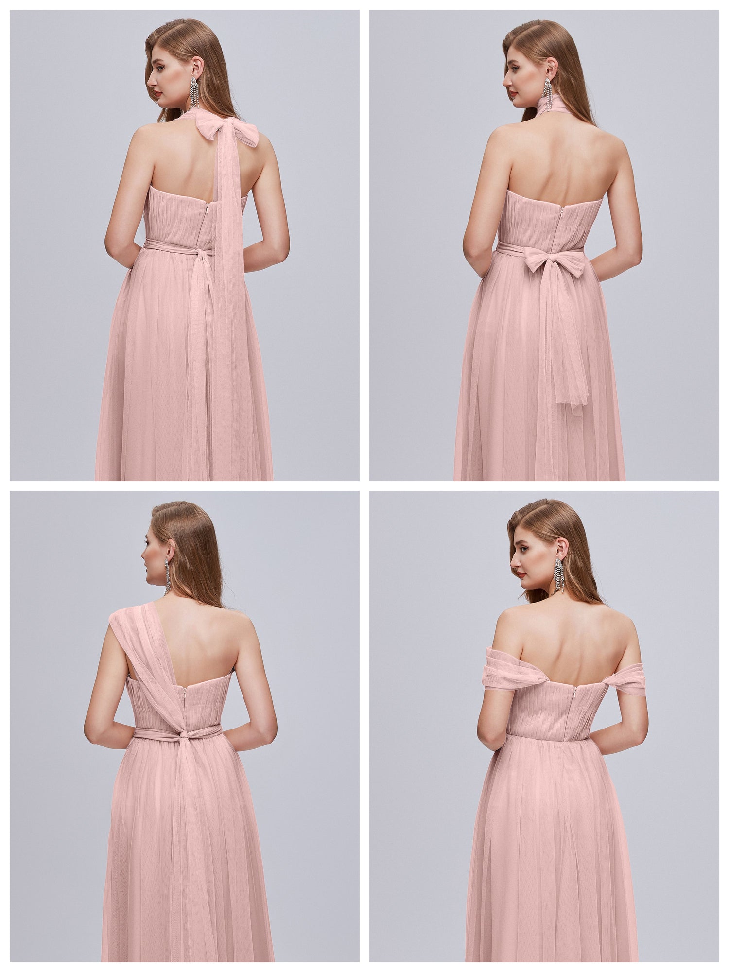 Ayla Split Convertible Chiffon Bridesmaid Dresses With Tulle