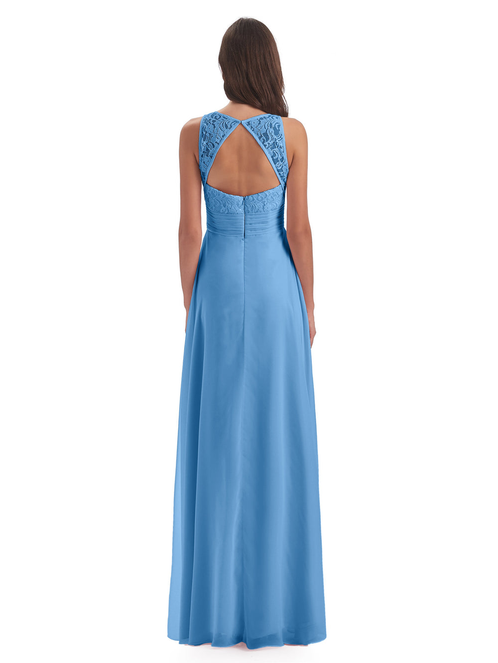 Lace Keyhole Back Chiffon Bridesmaid Dress