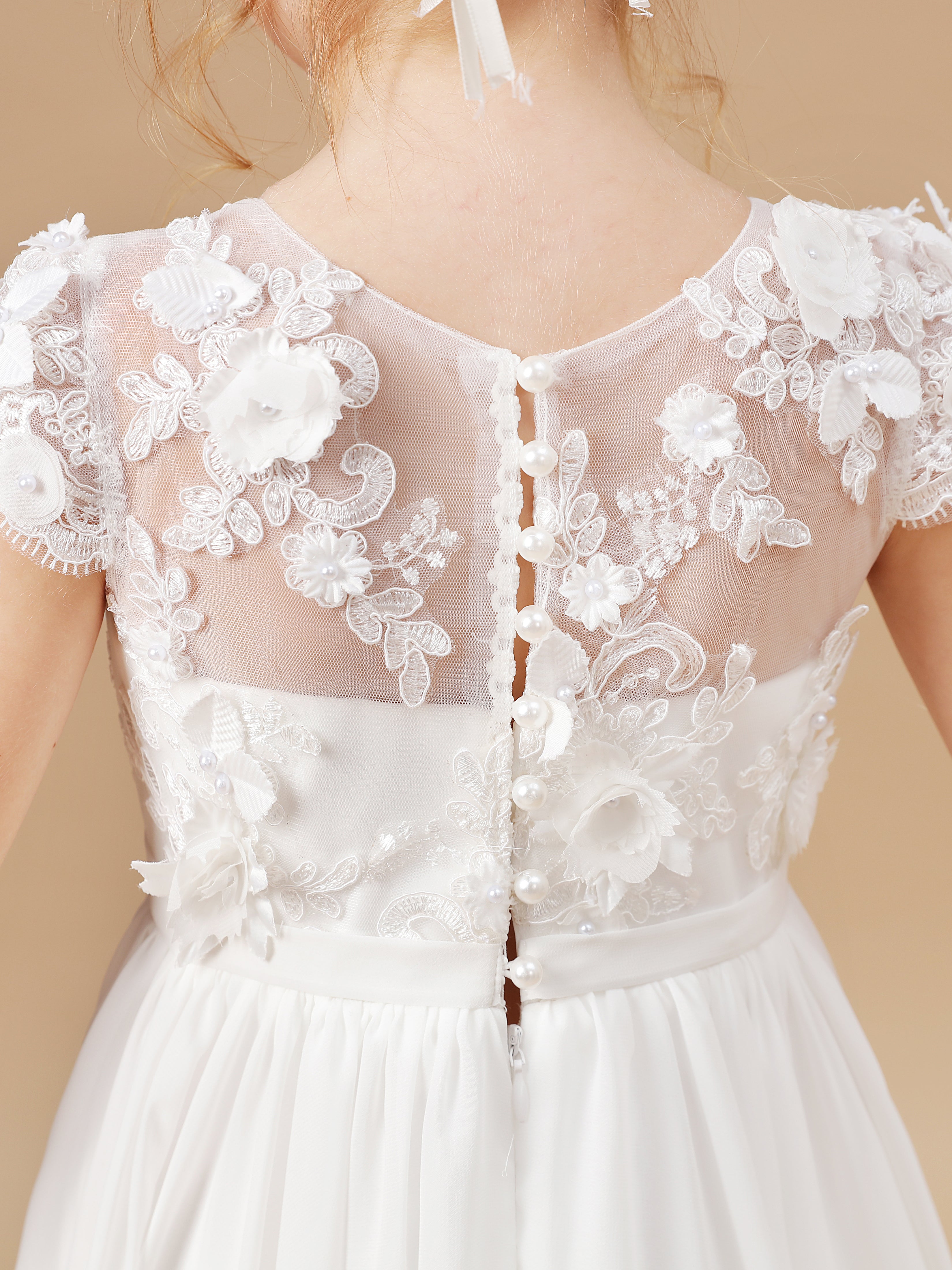 Off white lace flower girl dresses on sale