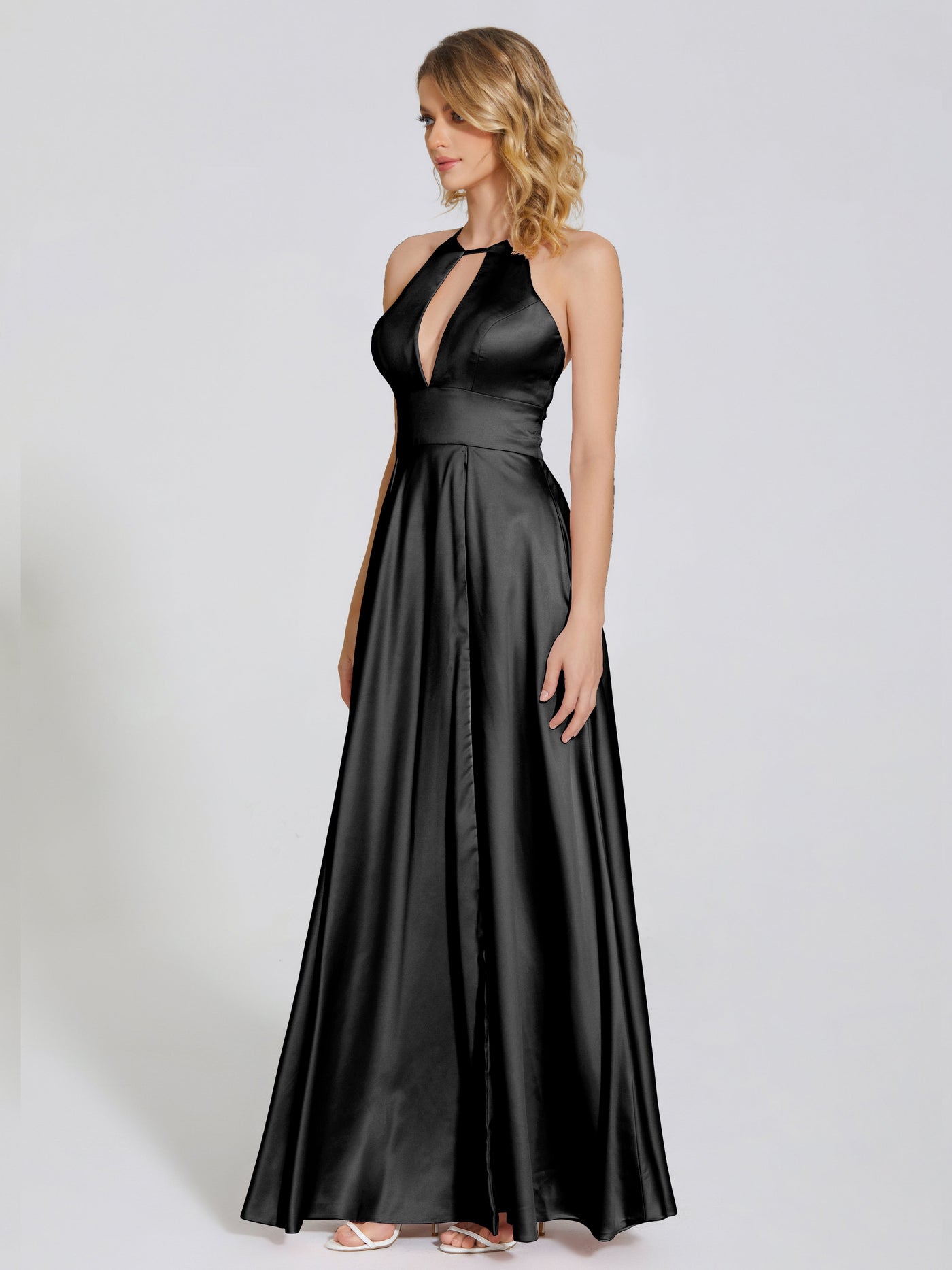 Dakota Unique Halter Soft Satin Bridesmaid Dresses
