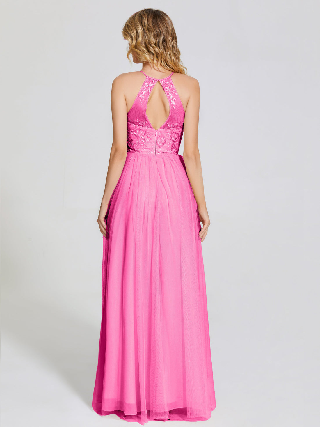 Destiny Halter Embroidered Tulle Bridesmaid Dresses