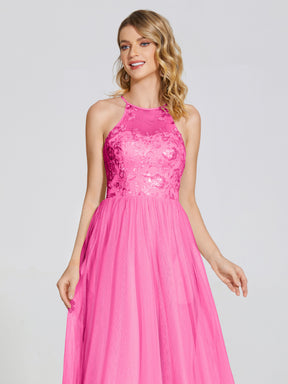 Destiny Lace Halter Tulle Bridesmaid Dress