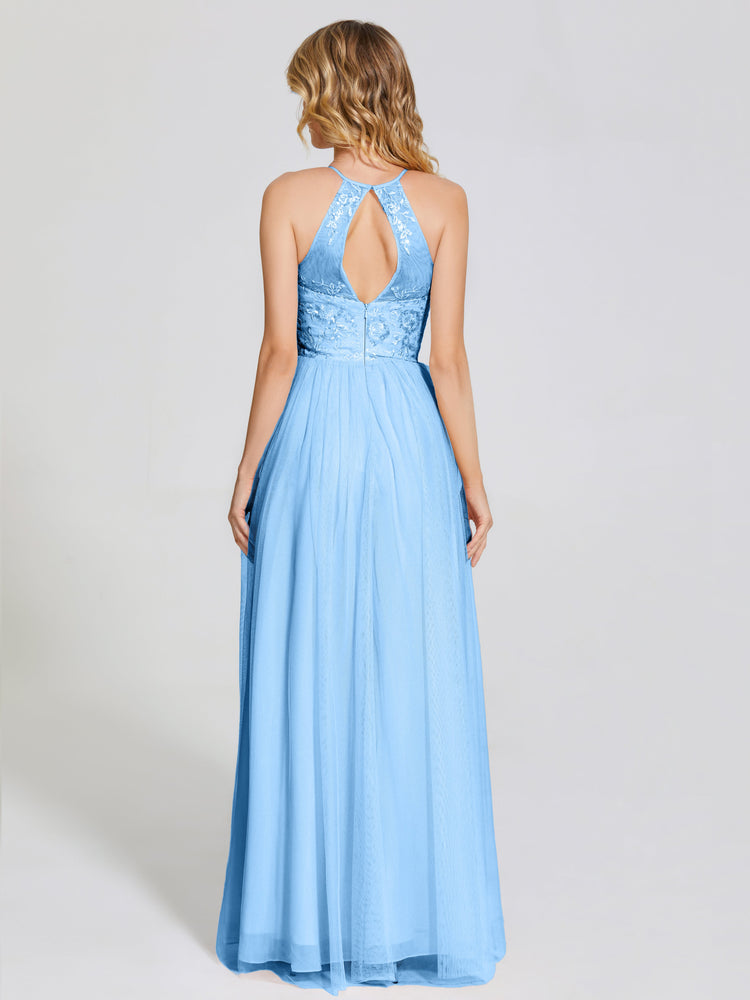 Halter Full Length Tulle Bridesmaid Dress Spa