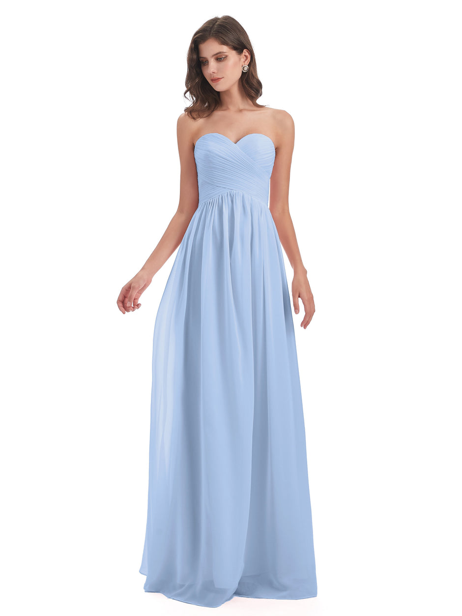 Extravagant Sweetheart Sleeveless Ruffles Sky Blue Bridesmaid Dresses