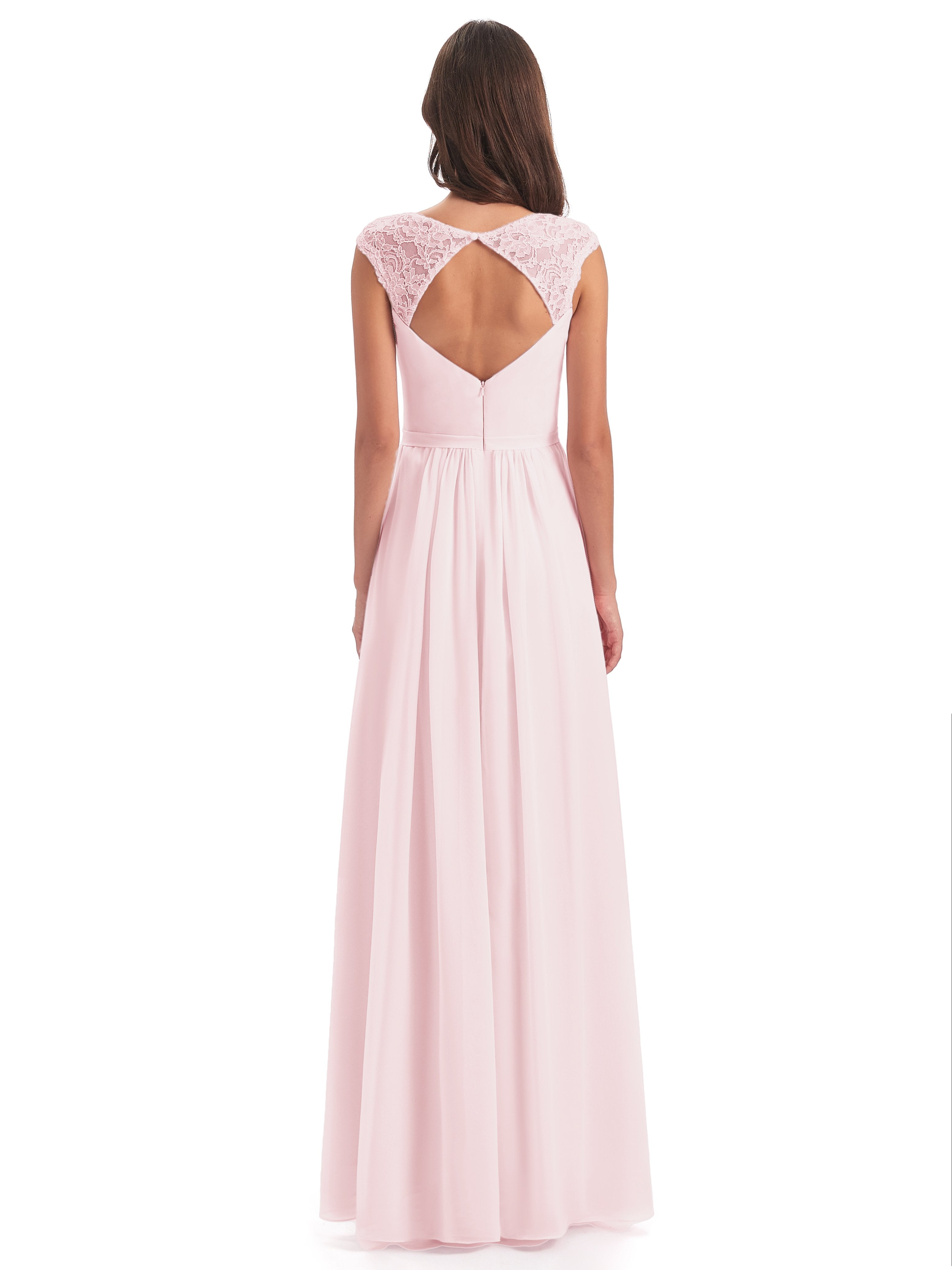 Felicity Elegant Chiffon/Lace Cap Sleeves Long Bridesmaid Dresses