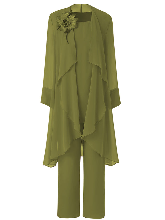 Cicinia Olive Green Mother Of The Groom Dress Long Chiffon Sequined Lace A-line Floor Length V-neck