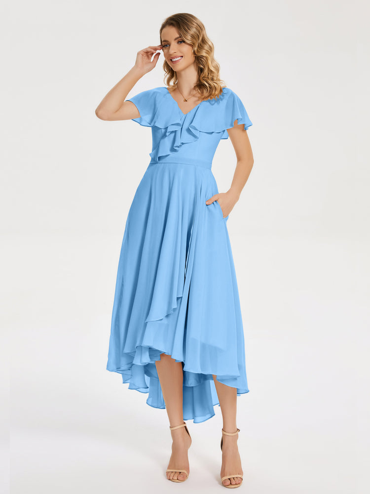 Gabriela High Low Ruffles Chiffon Bridesmaid Dresses