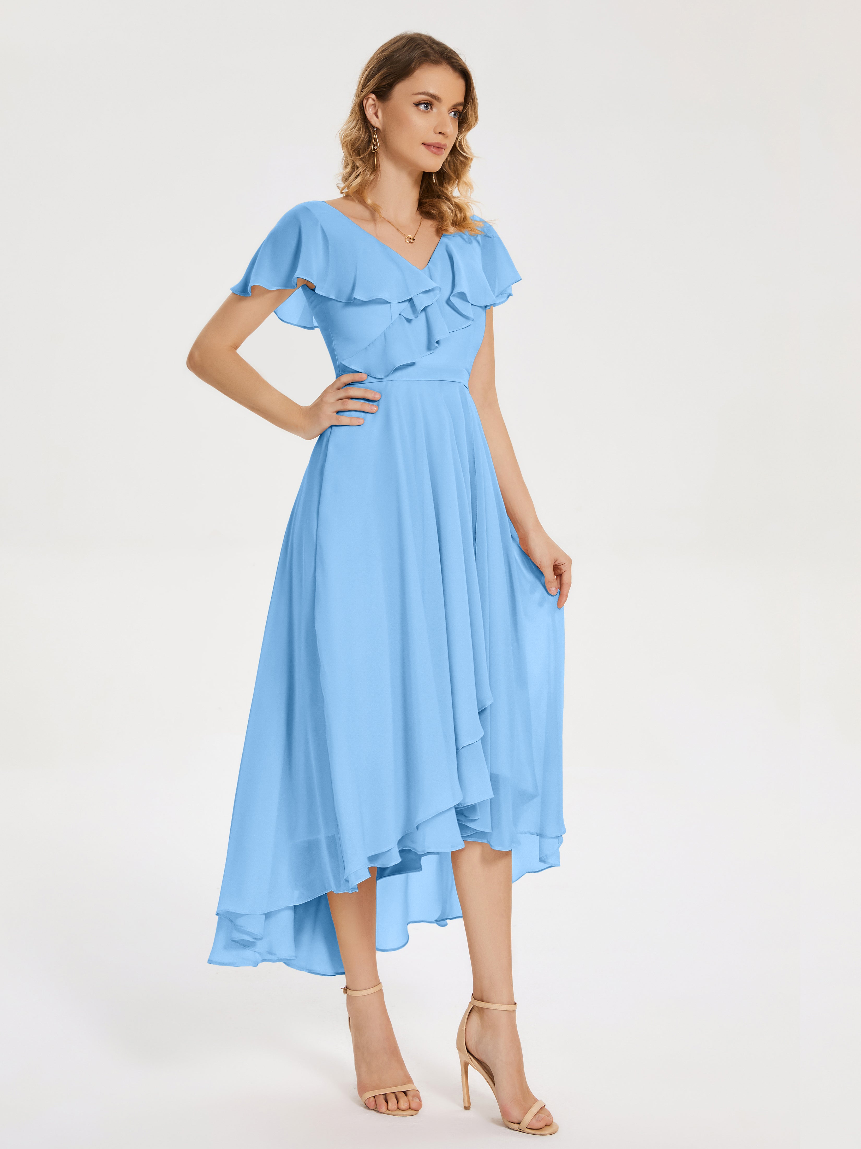 Gabriela High Low Ruffles Chiffon Bridesmaid Dresses