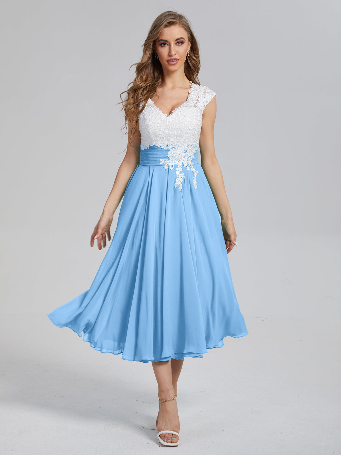 Tea Length Chiffon Mother Of The Bride Dress