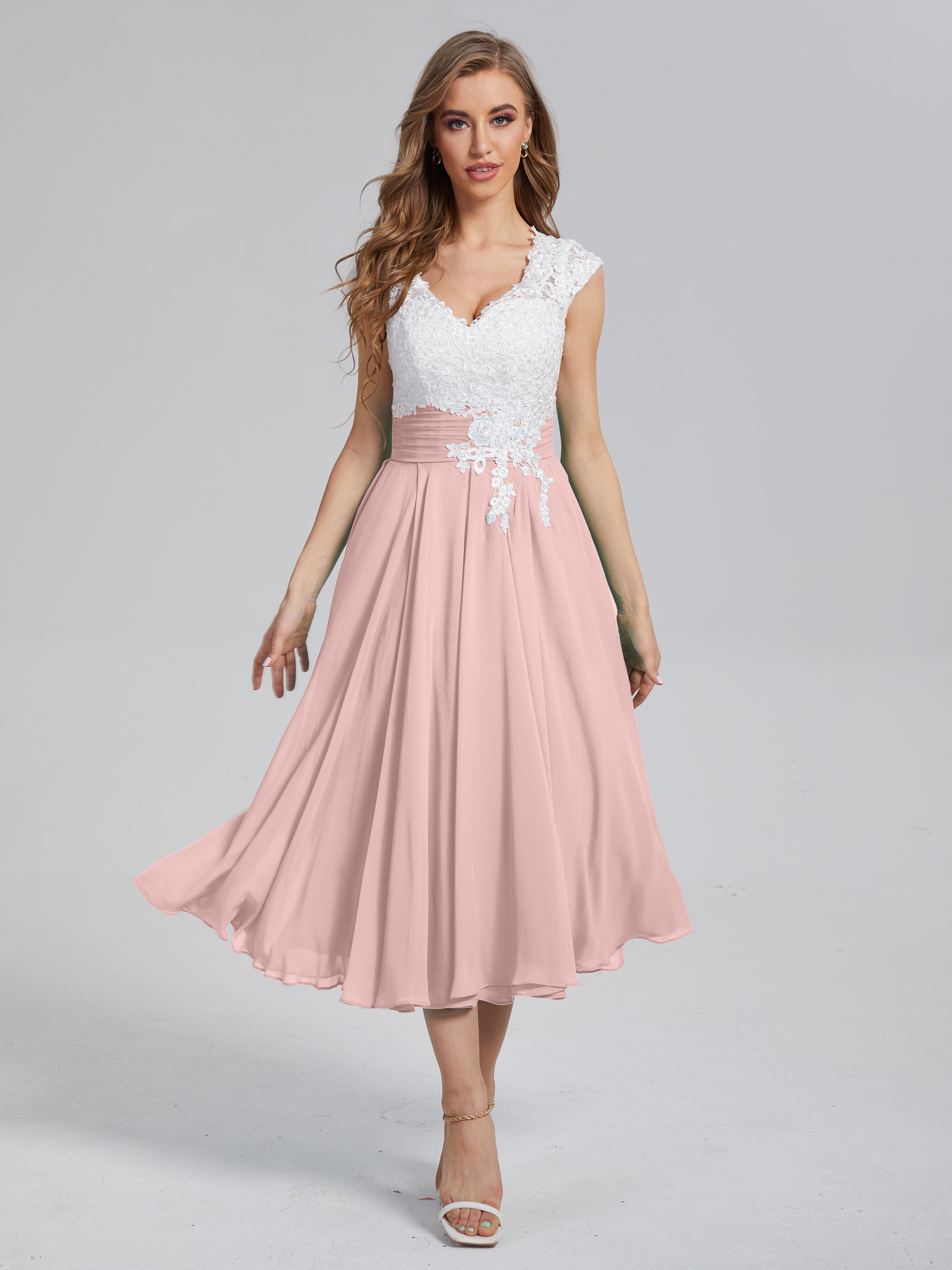 Dusty rose tea length dress hotsell