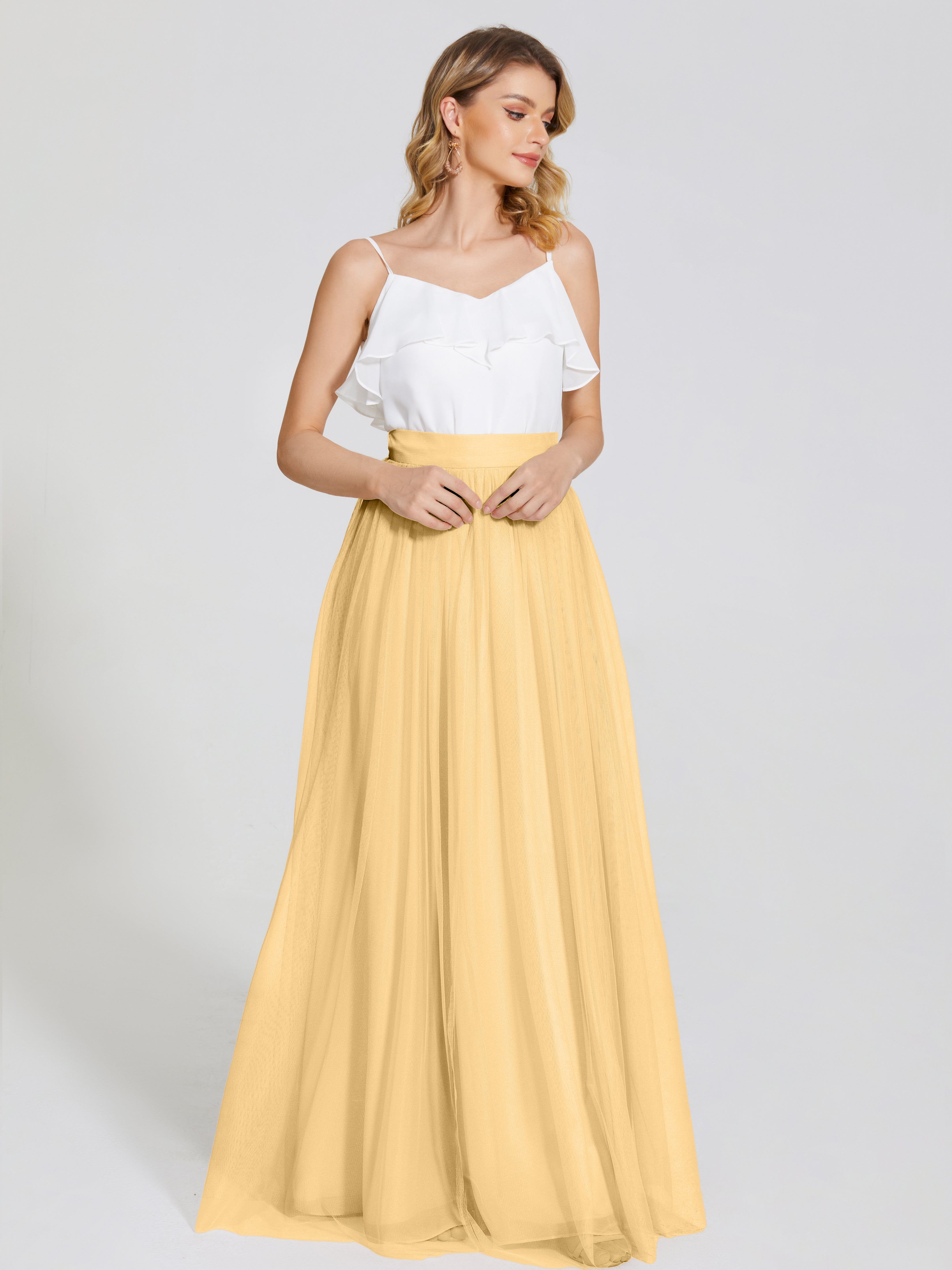 Hayden Simple A Line Long Tulle Skirt